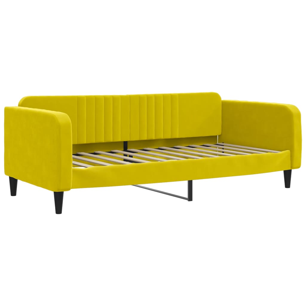 Slaapbank met matras 100x200 cm fluweel geel is nu te koop bij PeponiXL, paradijselijk wonen!