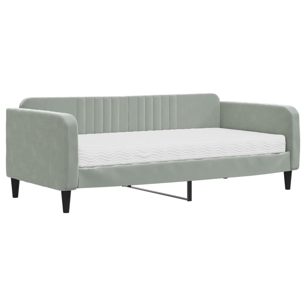 Slaapbank met matras 90x190 cm fluweel lichtgrijs is nu te koop bij PeponiXL, paradijselijk wonen!