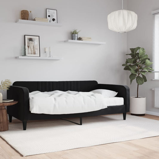 Slaapbank met matras 90x190 cm fluweel zwart is nu te koop bij PeponiXL, paradijselijk wonen!