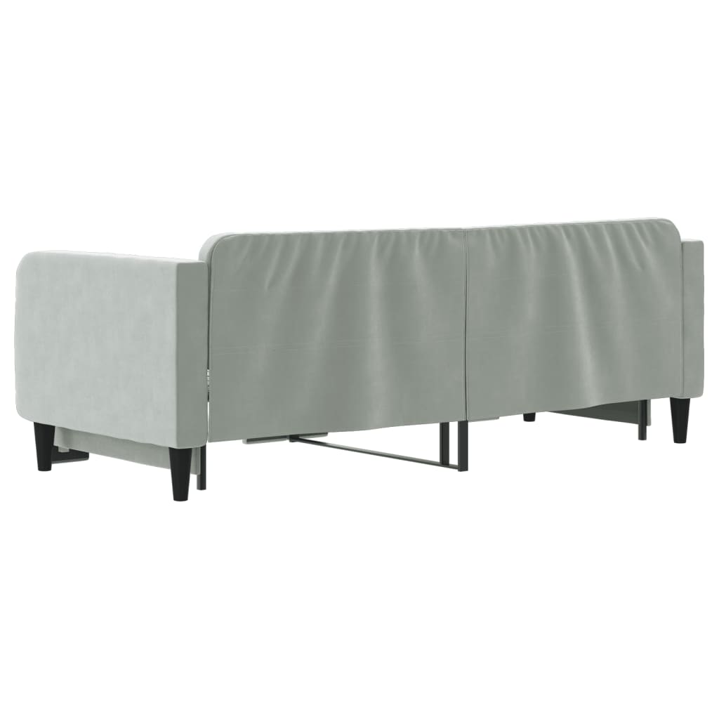 Slaapbank met onderschuifbed 80x200 cm fluweel lichtgrijs is nu te koop bij PeponiXL, paradijselijk wonen!