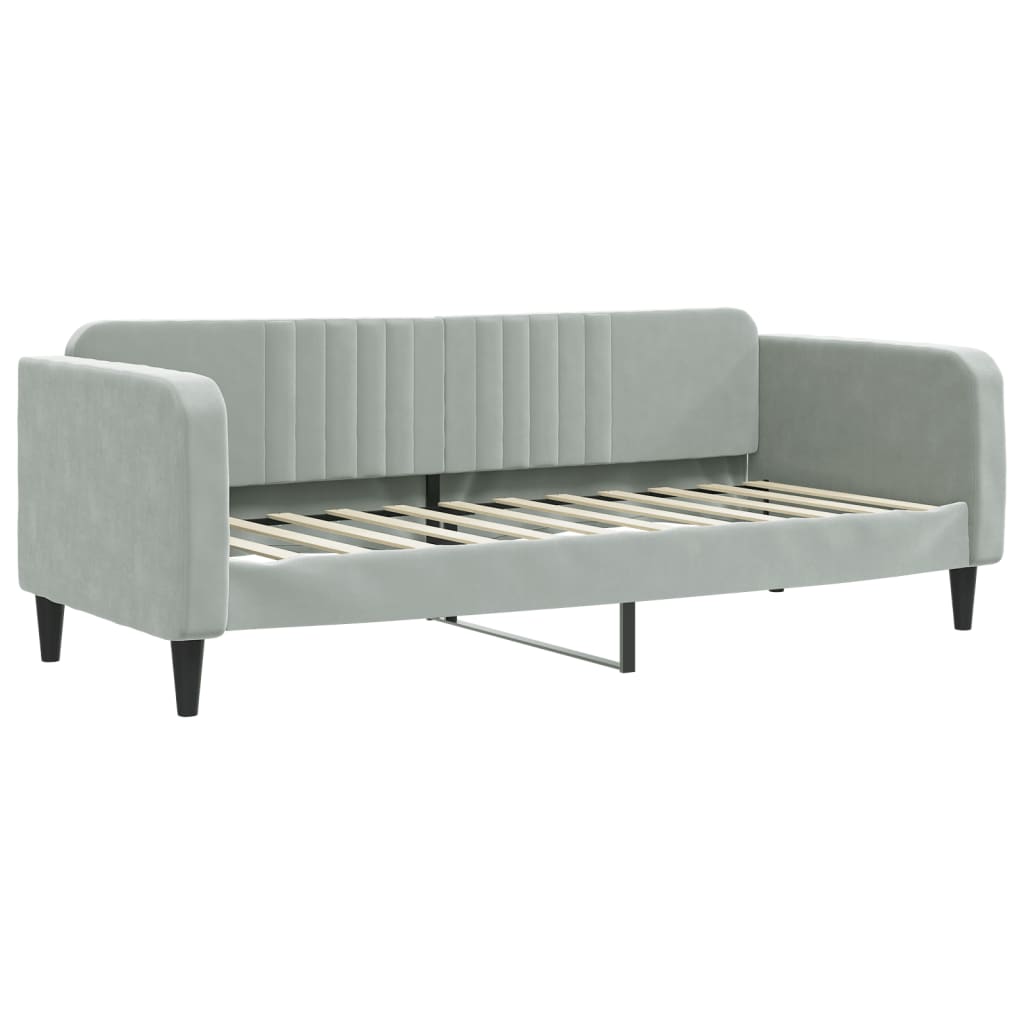 Slaapbank met onderschuifbed 80x200 cm fluweel lichtgrijs is nu te koop bij PeponiXL, paradijselijk wonen!
