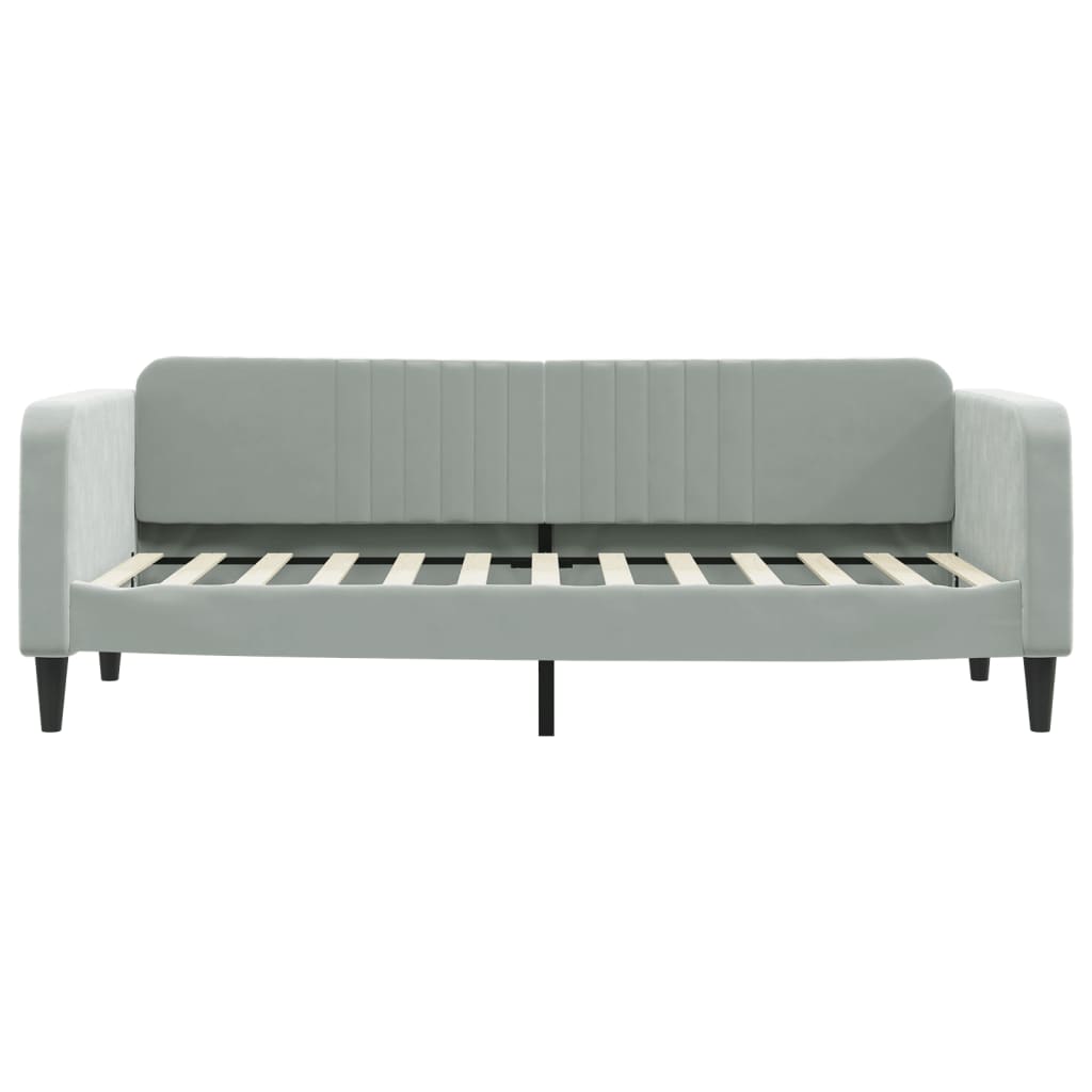 Slaapbank met onderschuifbed 80x200 cm fluweel lichtgrijs is nu te koop bij PeponiXL, paradijselijk wonen!