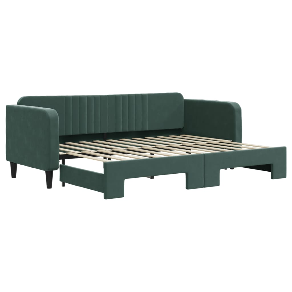 Slaapbank met onderschuifbed 80x200 cm fluweel donkergroen is nu te koop bij PeponiXL, paradijselijk wonen!