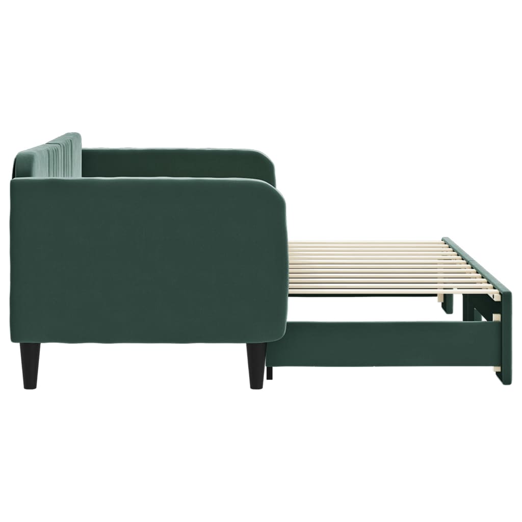 Slaapbank met onderschuifbed 80x200 cm fluweel donkergroen is nu te koop bij PeponiXL, paradijselijk wonen!