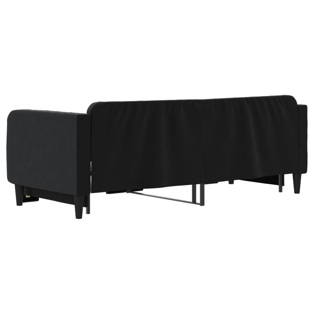 Slaapbank met onderschuifbed 80x200 cm fluweel zwart is nu te koop bij PeponiXL, paradijselijk wonen!