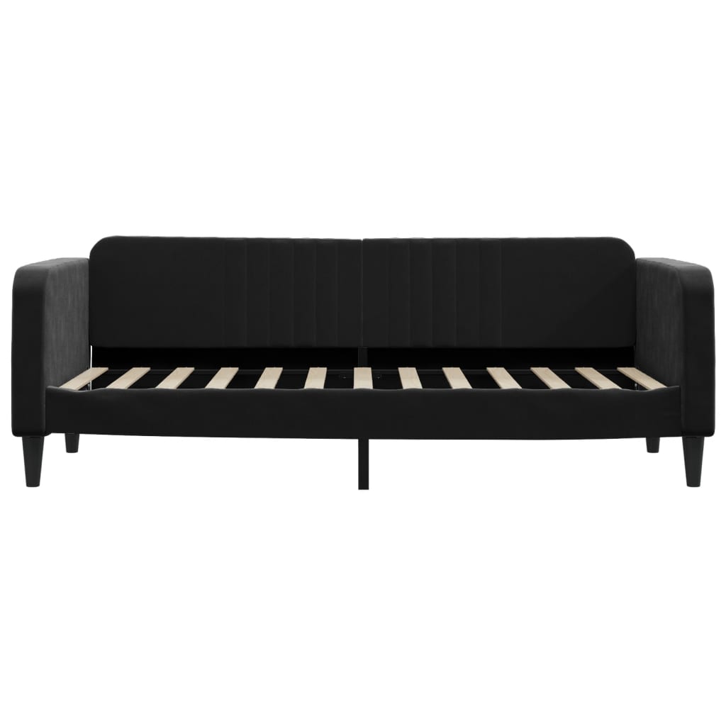 Slaapbank met onderschuifbed 80x200 cm fluweel zwart is nu te koop bij PeponiXL, paradijselijk wonen!