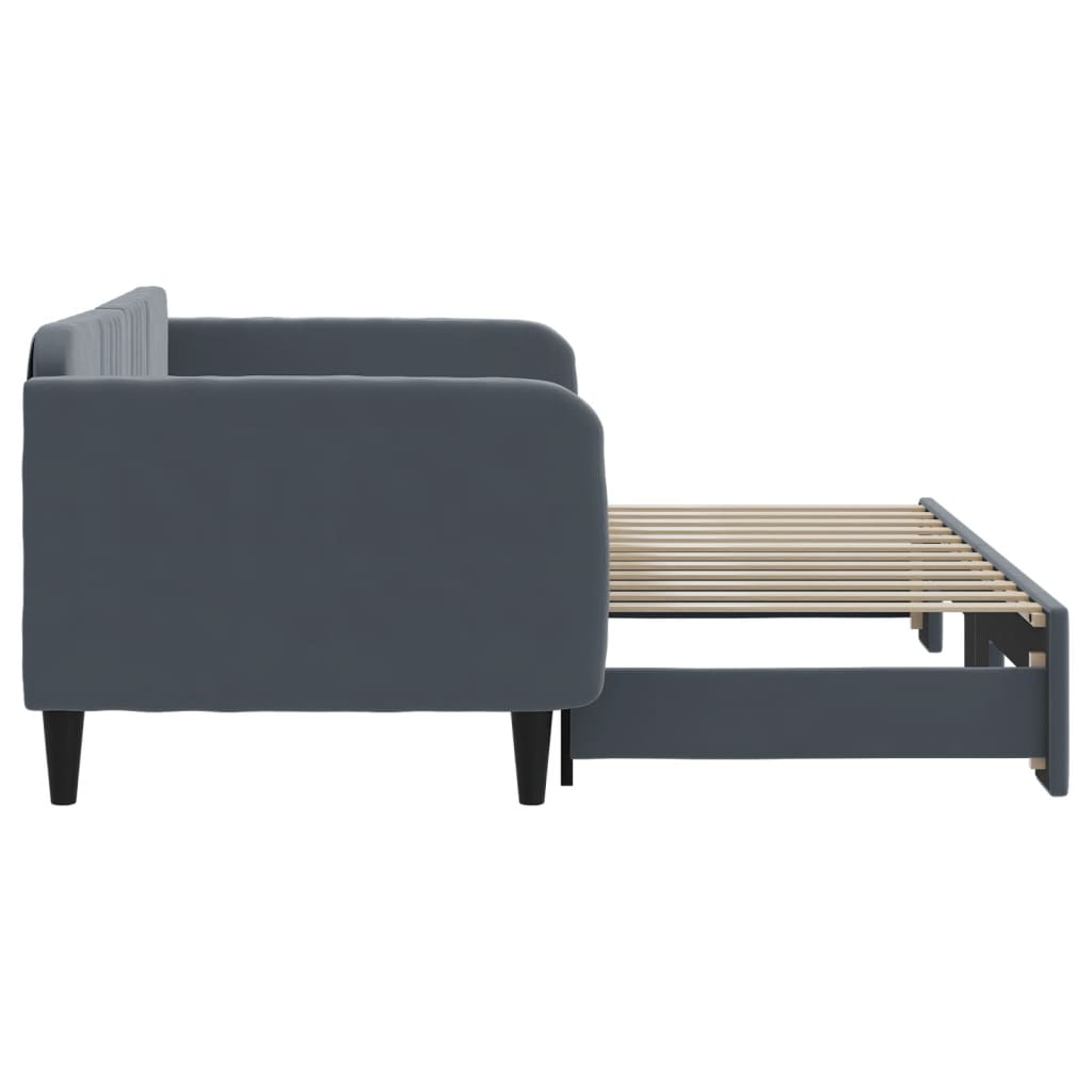 Slaapbank met onderschuifbed 90x200 cm fluweel donkergrijs is nu te koop bij PeponiXL, paradijselijk wonen!