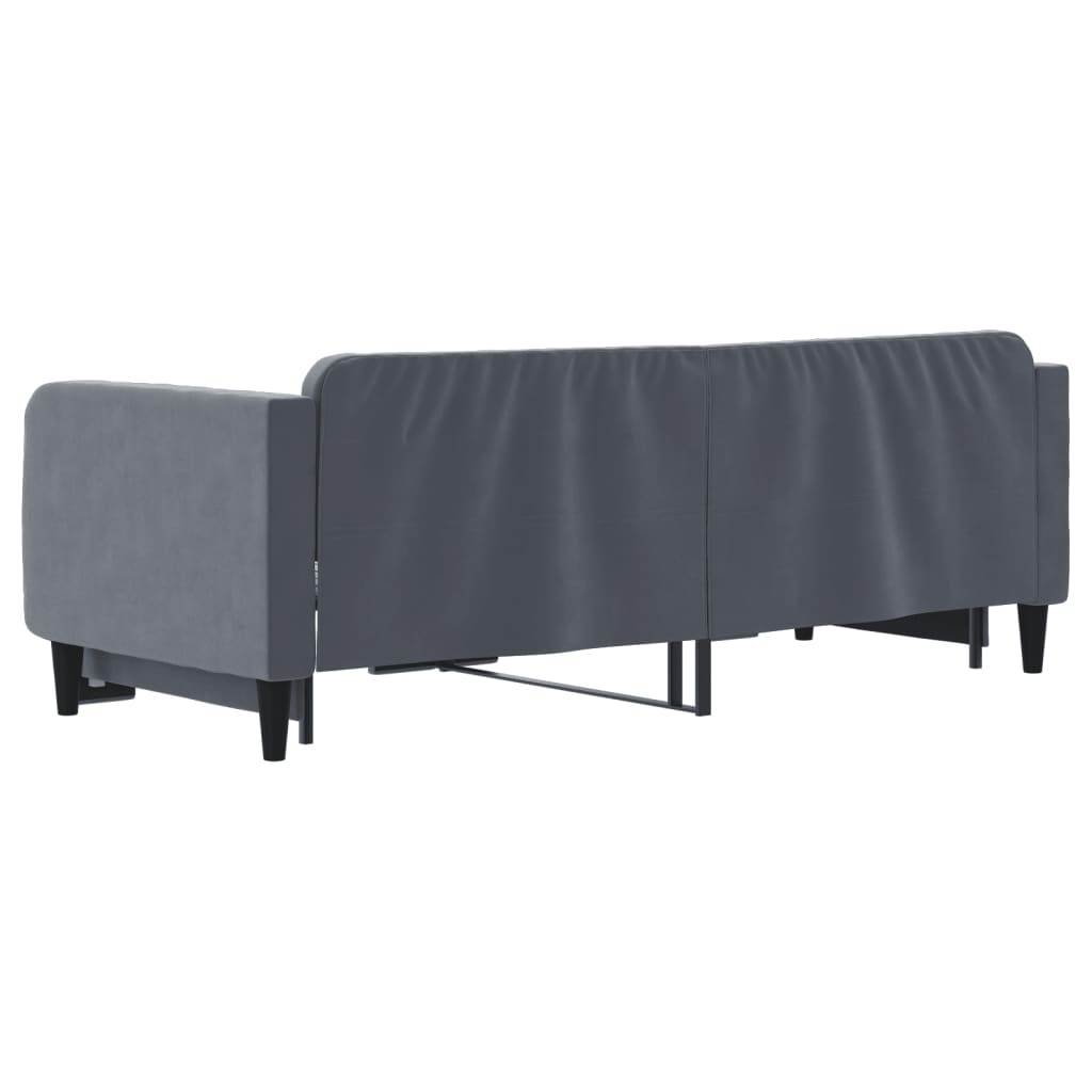Slaapbank met onderschuifbed 90x200 cm fluweel donkergrijs is nu te koop bij PeponiXL, paradijselijk wonen!