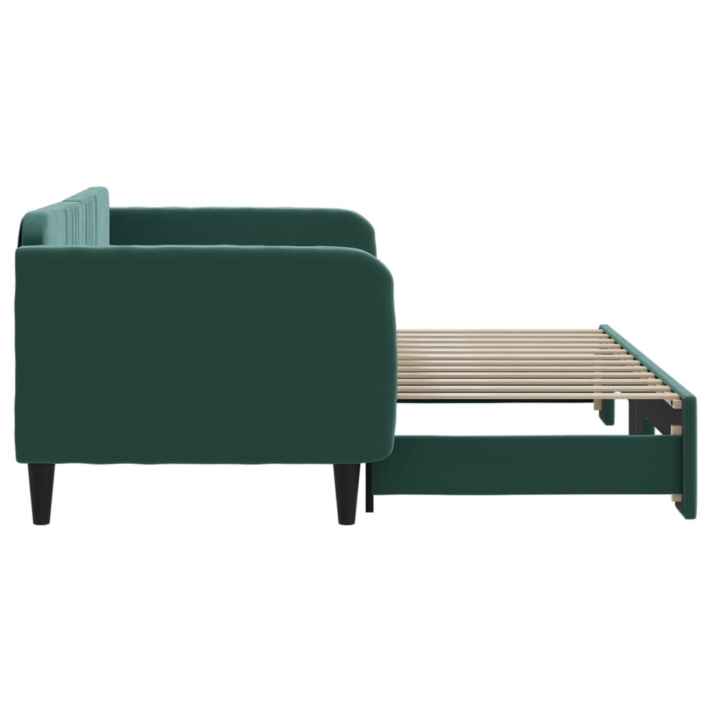 Slaapbank met onderschuifbed 90x200 cm fluweel donkergroen is nu te koop bij PeponiXL, paradijselijk wonen!