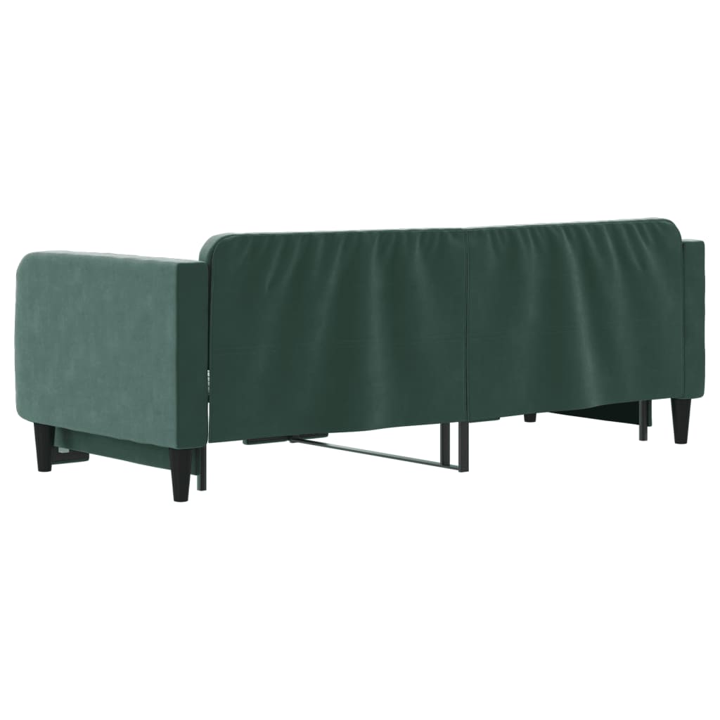 Slaapbank met onderschuifbed 90x200 cm fluweel donkergroen is nu te koop bij PeponiXL, paradijselijk wonen!
