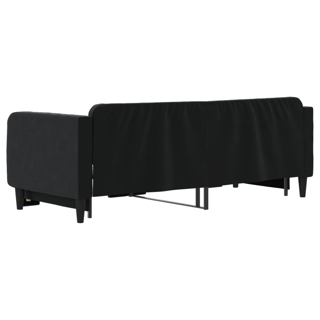 Slaapbank met onderschuifbed 90x200 cm fluweel zwart is nu te koop bij PeponiXL, paradijselijk wonen!