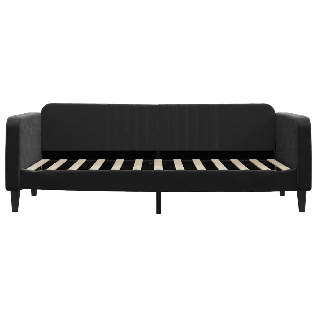 Slaapbank met onderschuifbed 90x200 cm fluweel zwart is nu te koop bij PeponiXL, paradijselijk wonen!