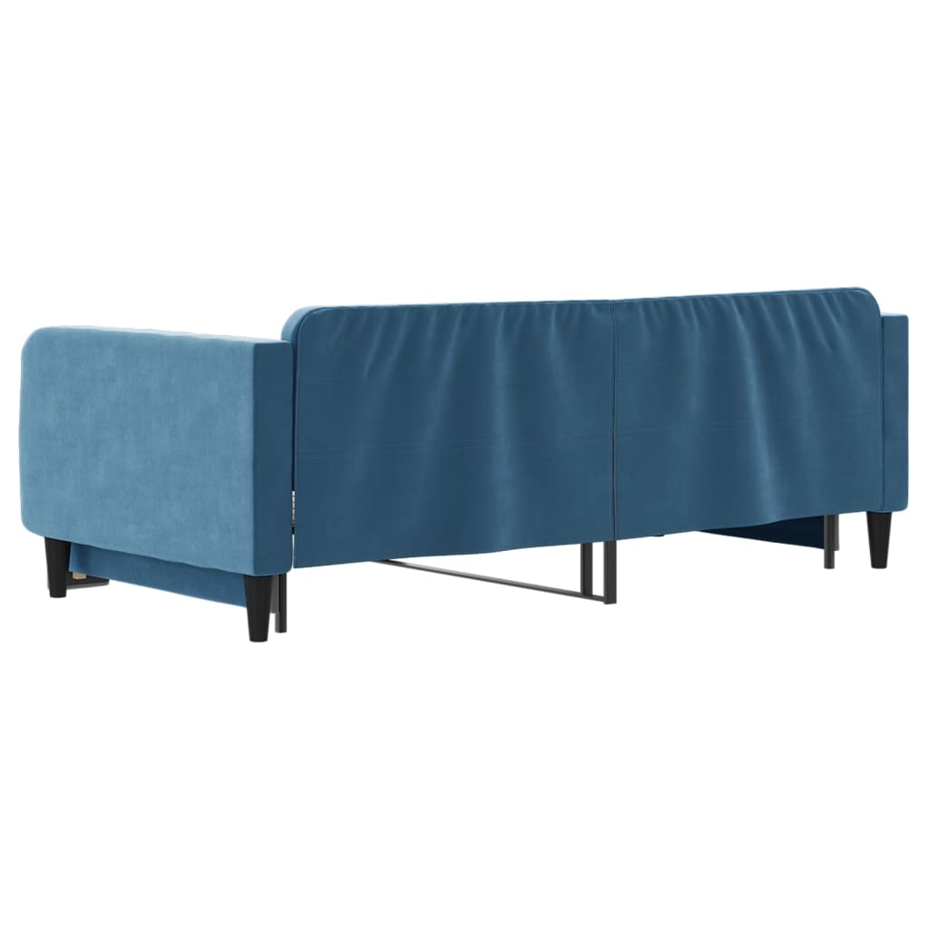 Slaapbank met onderschuifbed 100x200 cm fluweel blauw is nu te koop bij PeponiXL, paradijselijk wonen!
