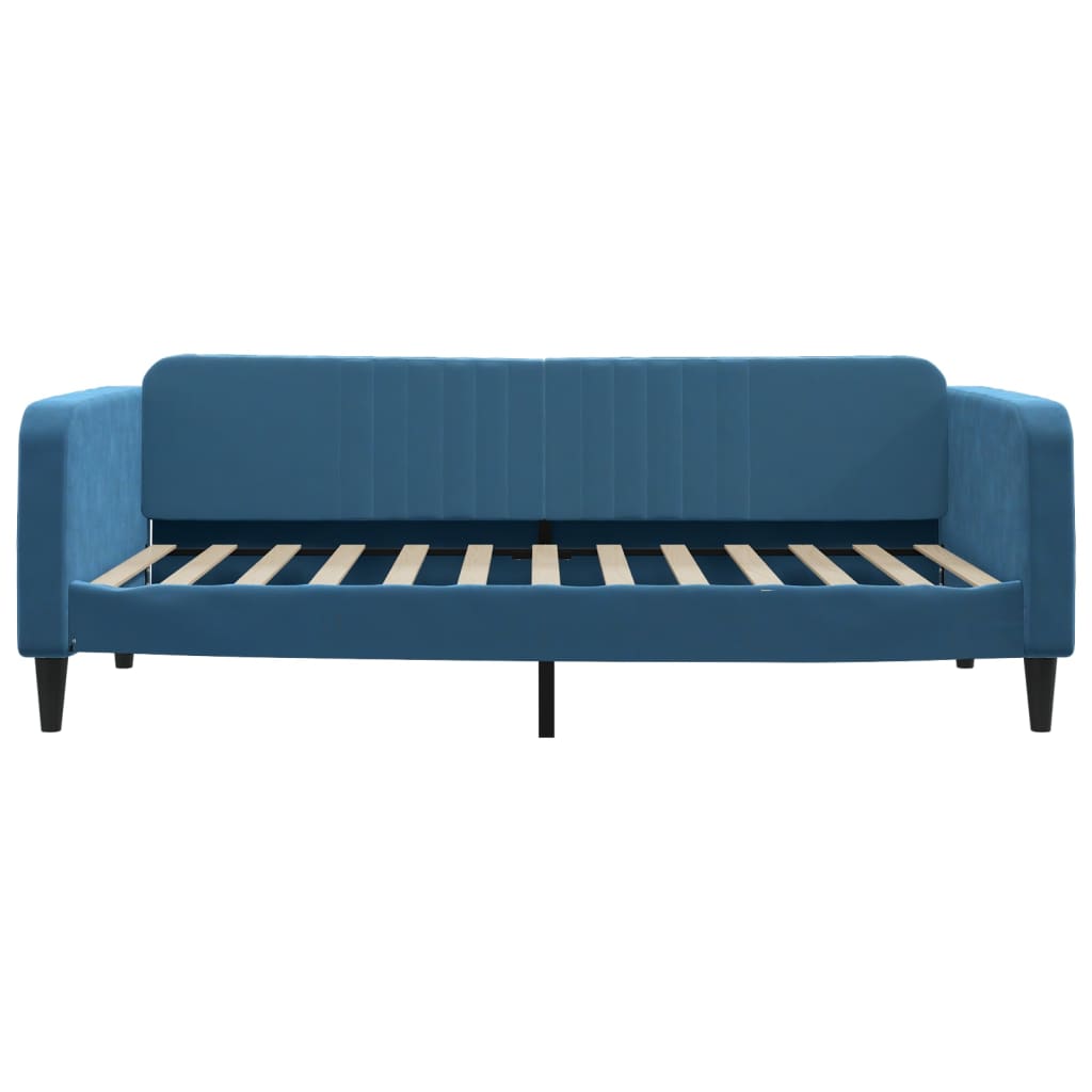 Slaapbank met onderschuifbed 100x200 cm fluweel blauw is nu te koop bij PeponiXL, paradijselijk wonen!