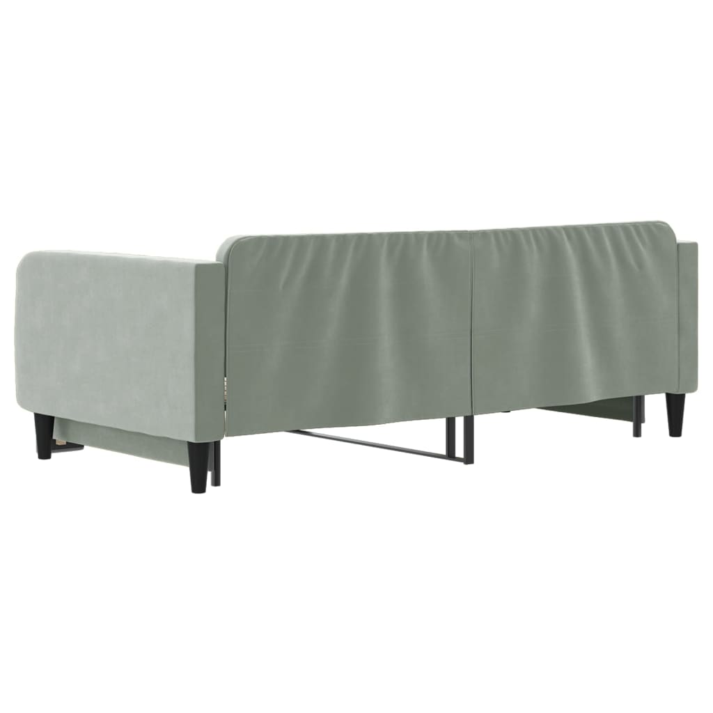 Slaapbank met onderschuifbed 100x200 cm fluweel lichtgrijs is nu te koop bij PeponiXL, paradijselijk wonen!