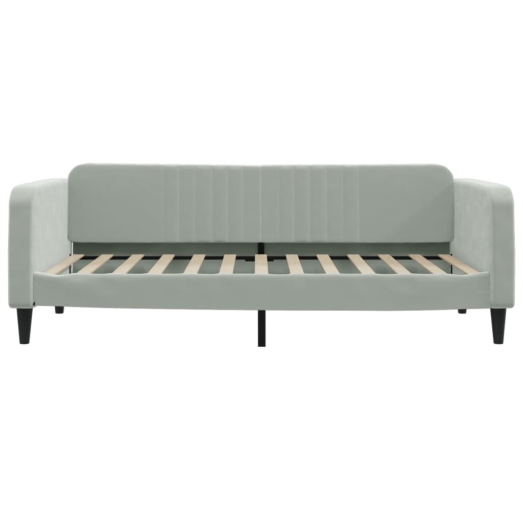 Slaapbank met onderschuifbed 100x200 cm fluweel lichtgrijs is nu te koop bij PeponiXL, paradijselijk wonen!