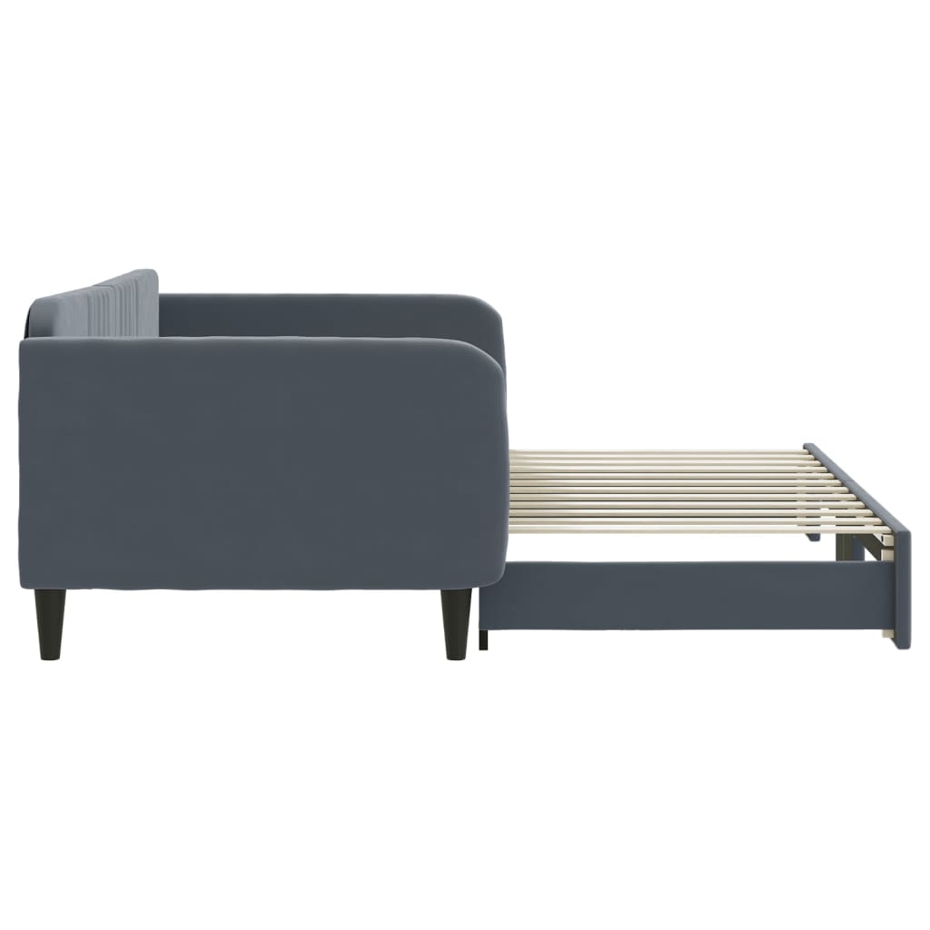 Slaapbank met onderschuifbed 100x200 cm fluweel donkergrijs is nu te koop bij PeponiXL, paradijselijk wonen!