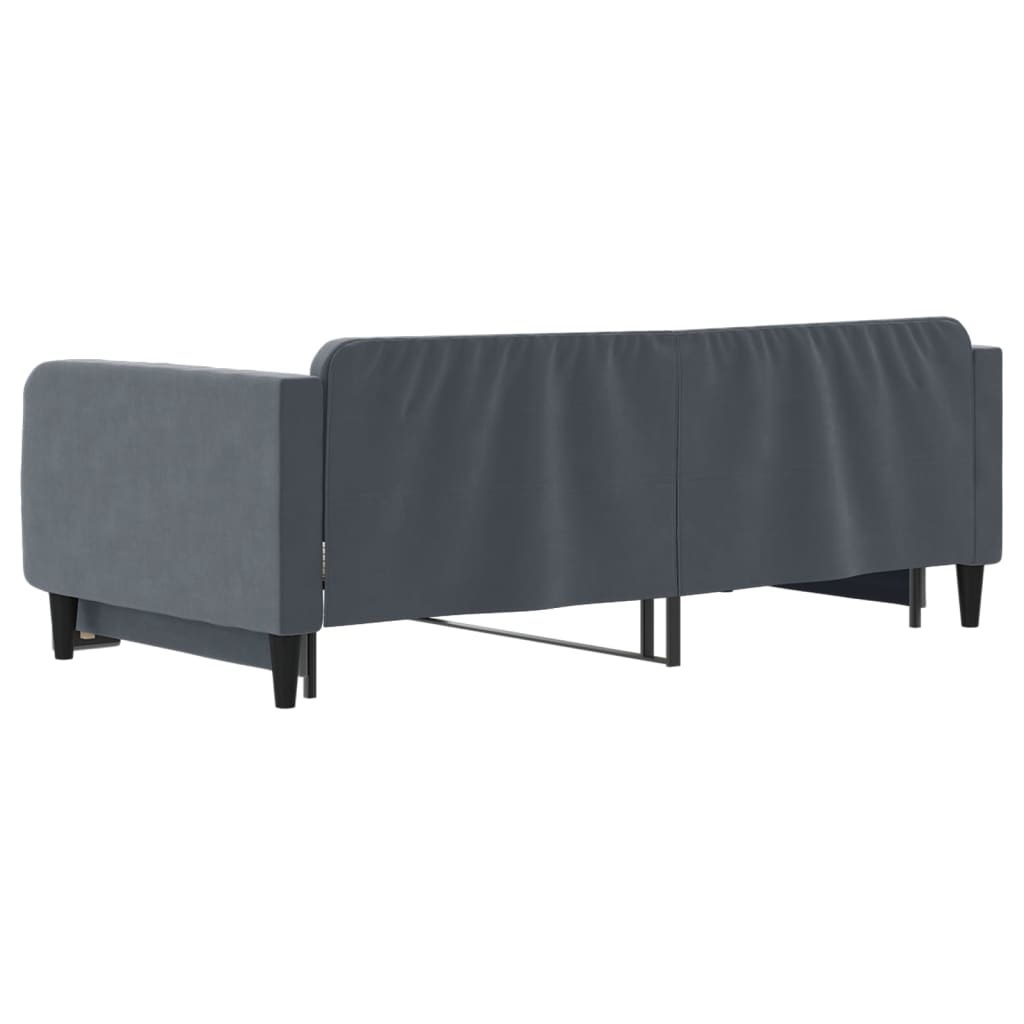 Slaapbank met onderschuifbed 100x200 cm fluweel donkergrijs is nu te koop bij PeponiXL, paradijselijk wonen!