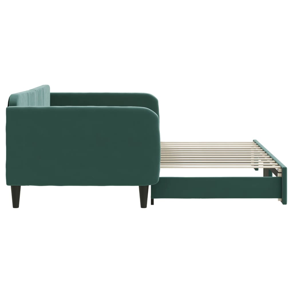 Slaapbank met onderschuifbed 100x200 cm fluweel donkergroen is nu te koop bij PeponiXL, paradijselijk wonen!