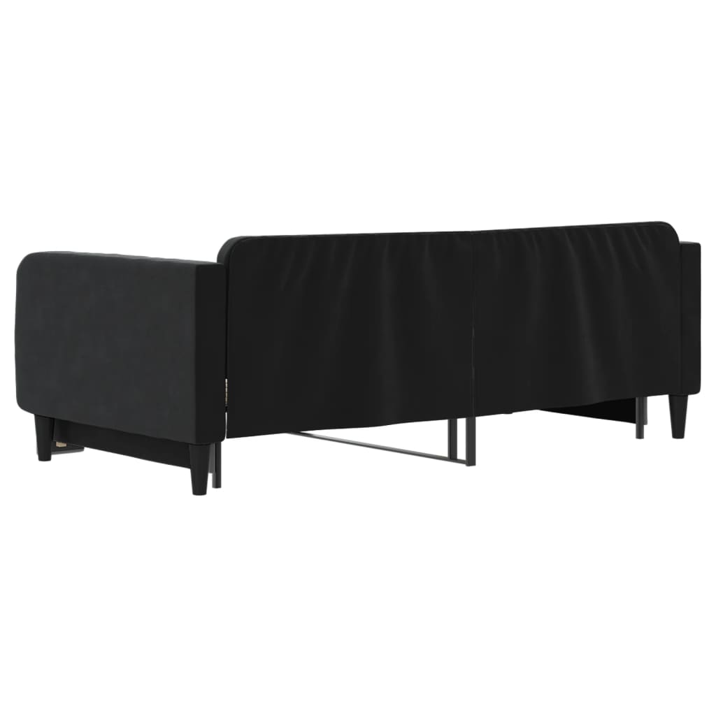 Slaapbank met onderschuifbed 100x200 cm fluweel zwart is nu te koop bij PeponiXL, paradijselijk wonen!