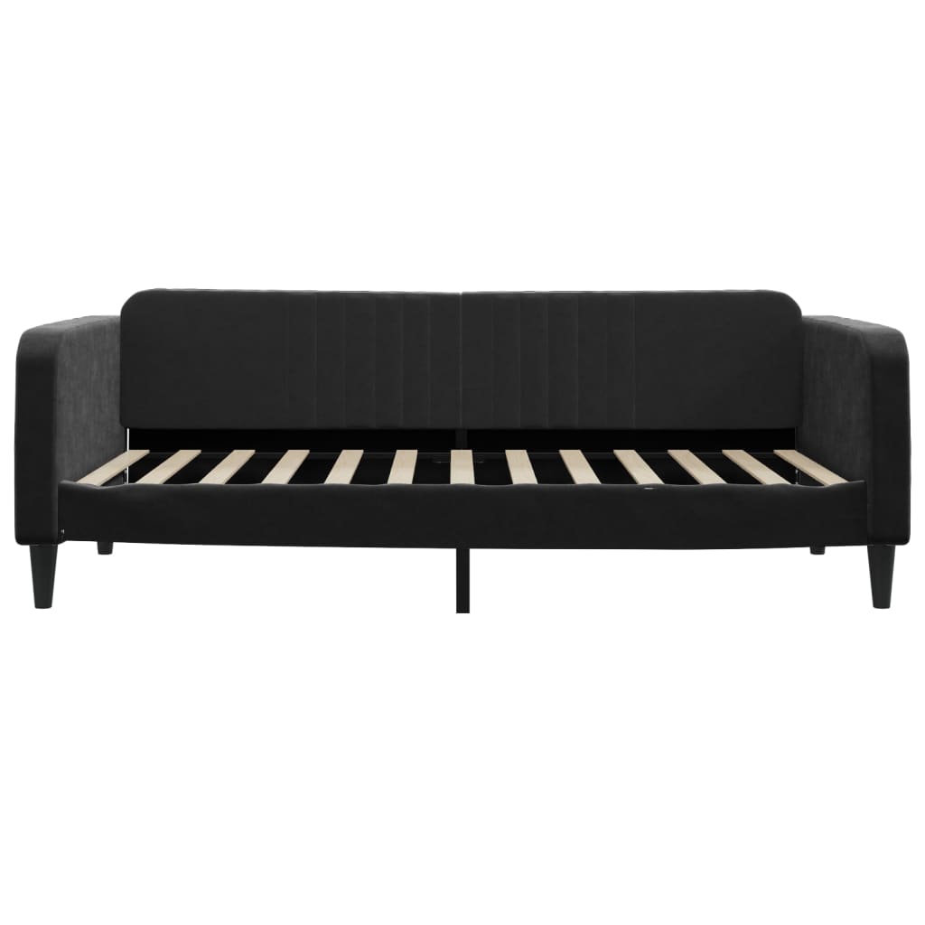 Slaapbank met onderschuifbed 100x200 cm fluweel zwart is nu te koop bij PeponiXL, paradijselijk wonen!