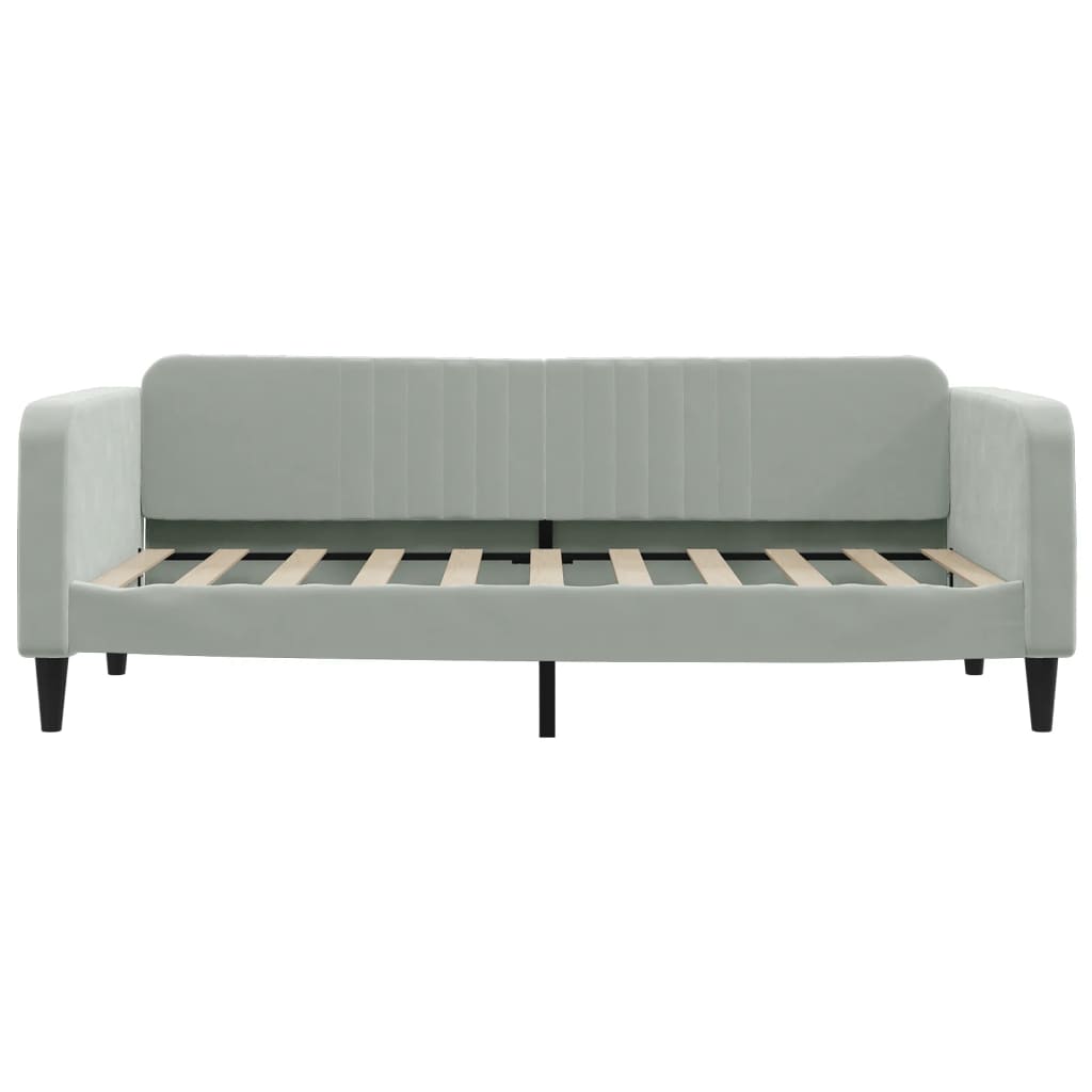 Slaapbank met onderschuifbed 90x190 cm fluweel lichtgrijs is nu te koop bij PeponiXL, paradijselijk wonen!