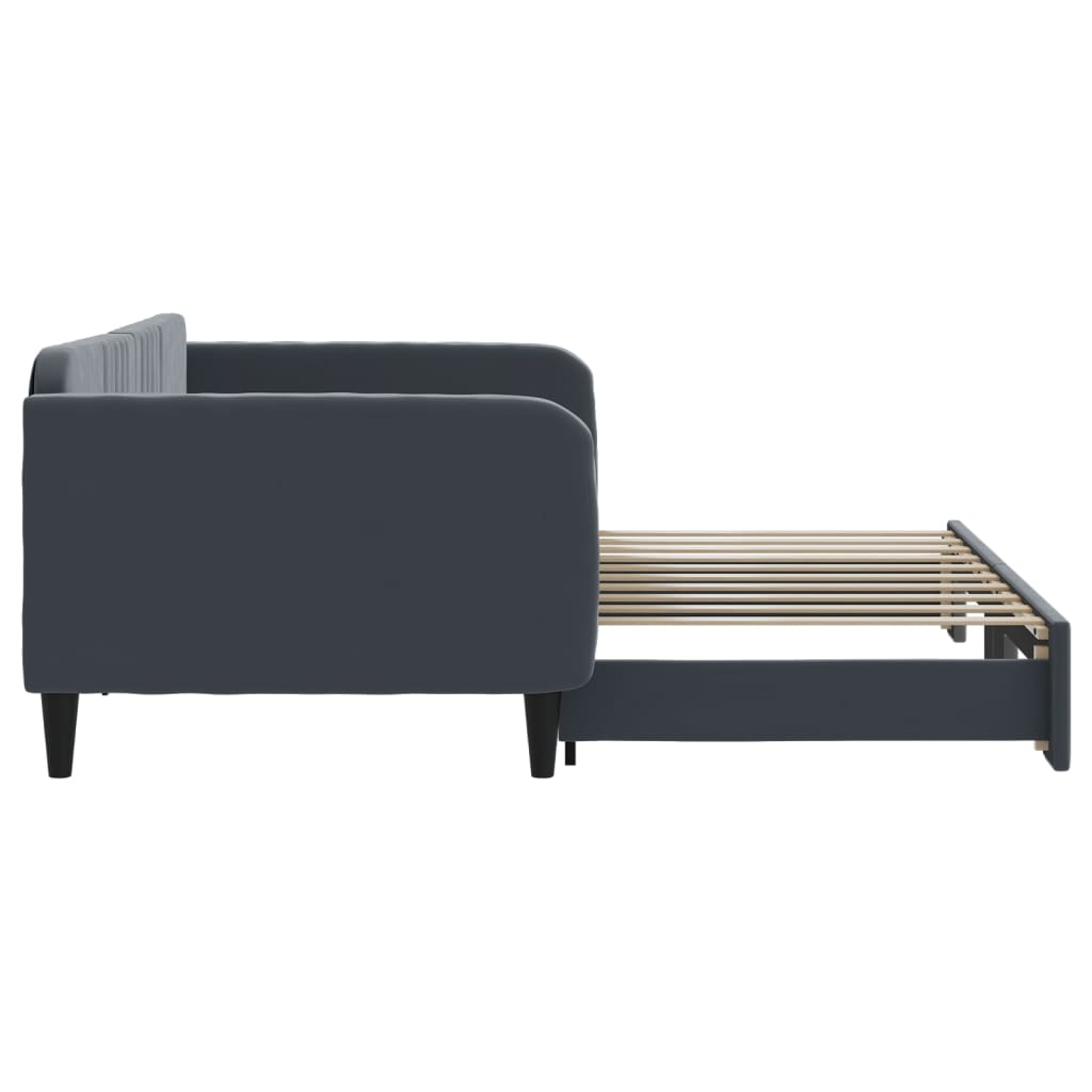 Slaapbank met onderschuifbed 90x190 cm fluweel donkergrijs is nu te koop bij PeponiXL, paradijselijk wonen!