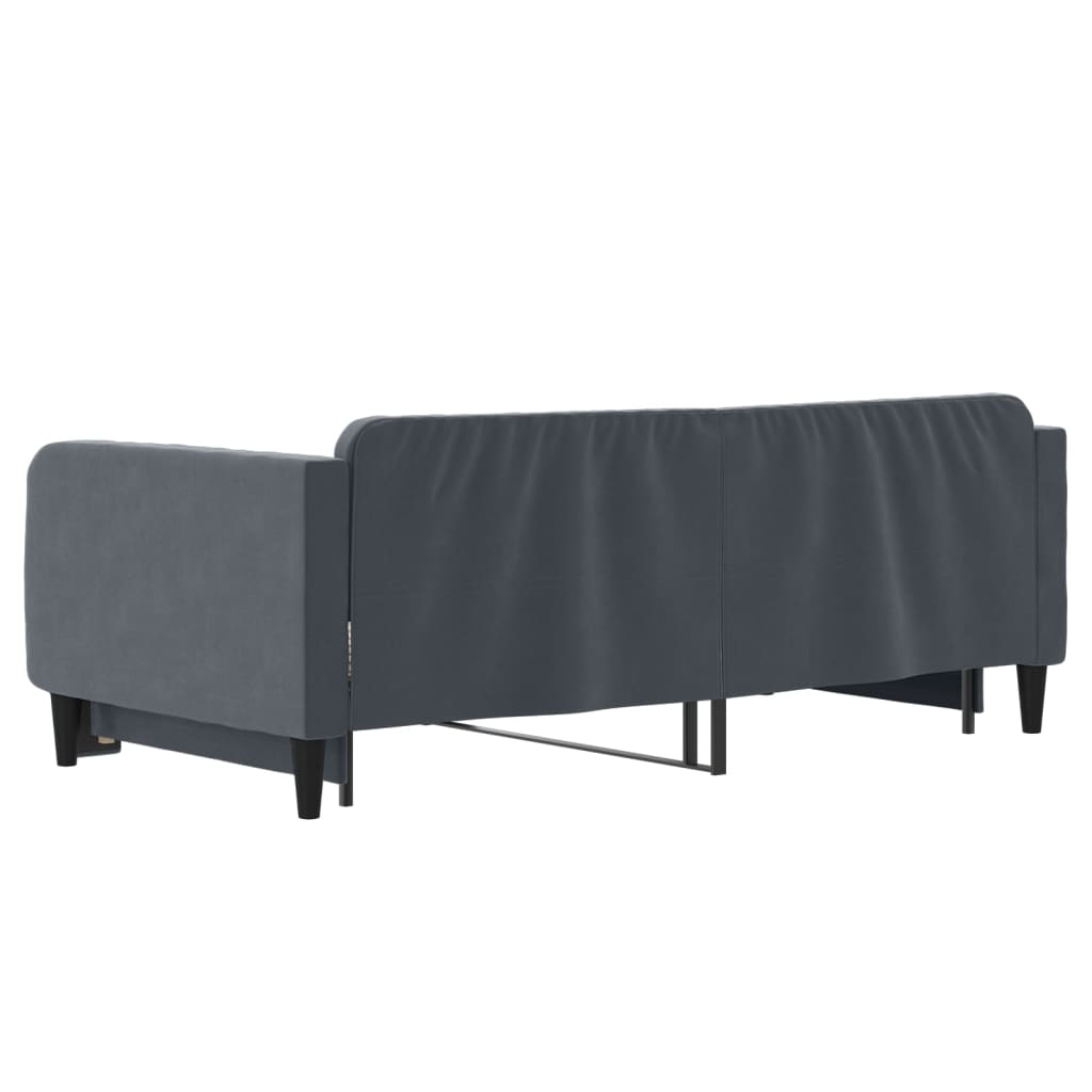 Slaapbank met onderschuifbed 90x190 cm fluweel donkergrijs is nu te koop bij PeponiXL, paradijselijk wonen!