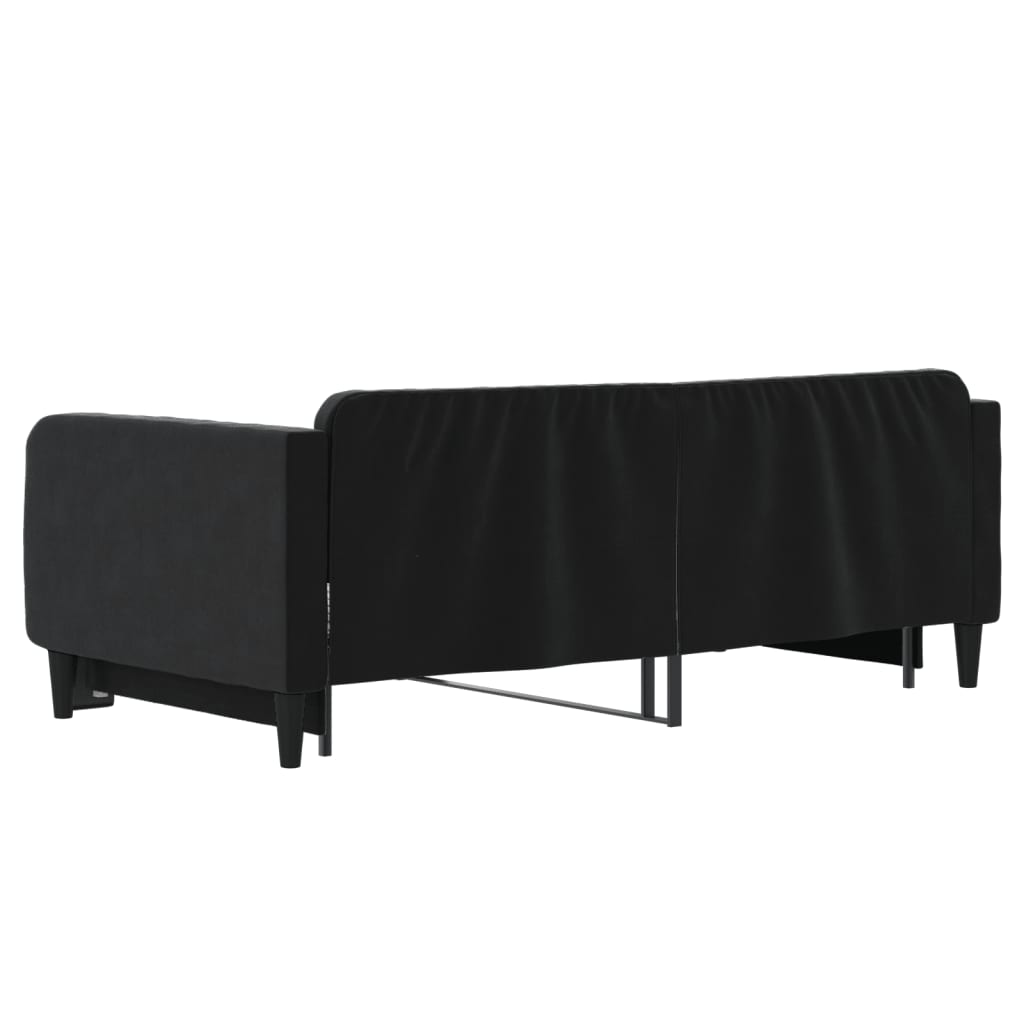 Slaapbank met onderschuifbed 90x190 cm fluweel zwart is nu te koop bij PeponiXL, paradijselijk wonen!