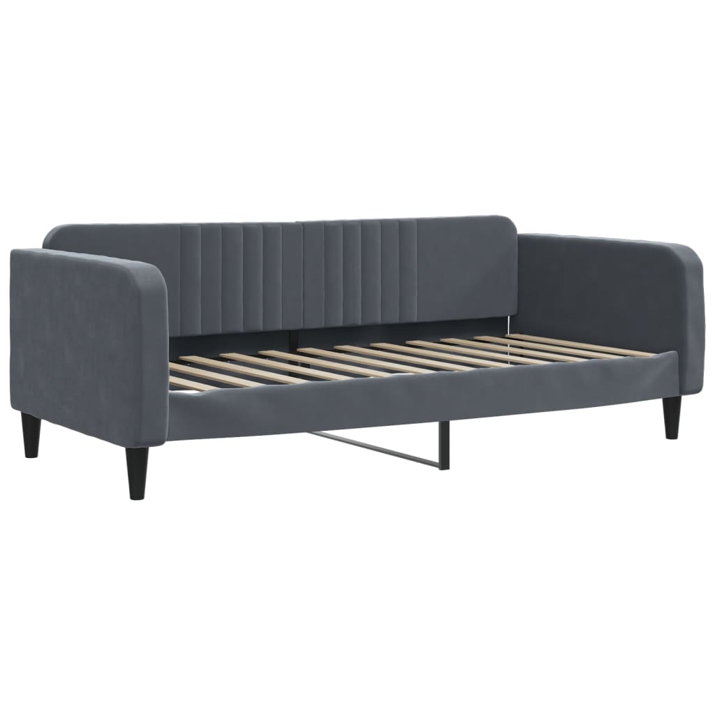 Slaapbank onderschuifbed matrassen 90x200cm fluweel donkergrijs is nu te koop bij PeponiXL, paradijselijk wonen!