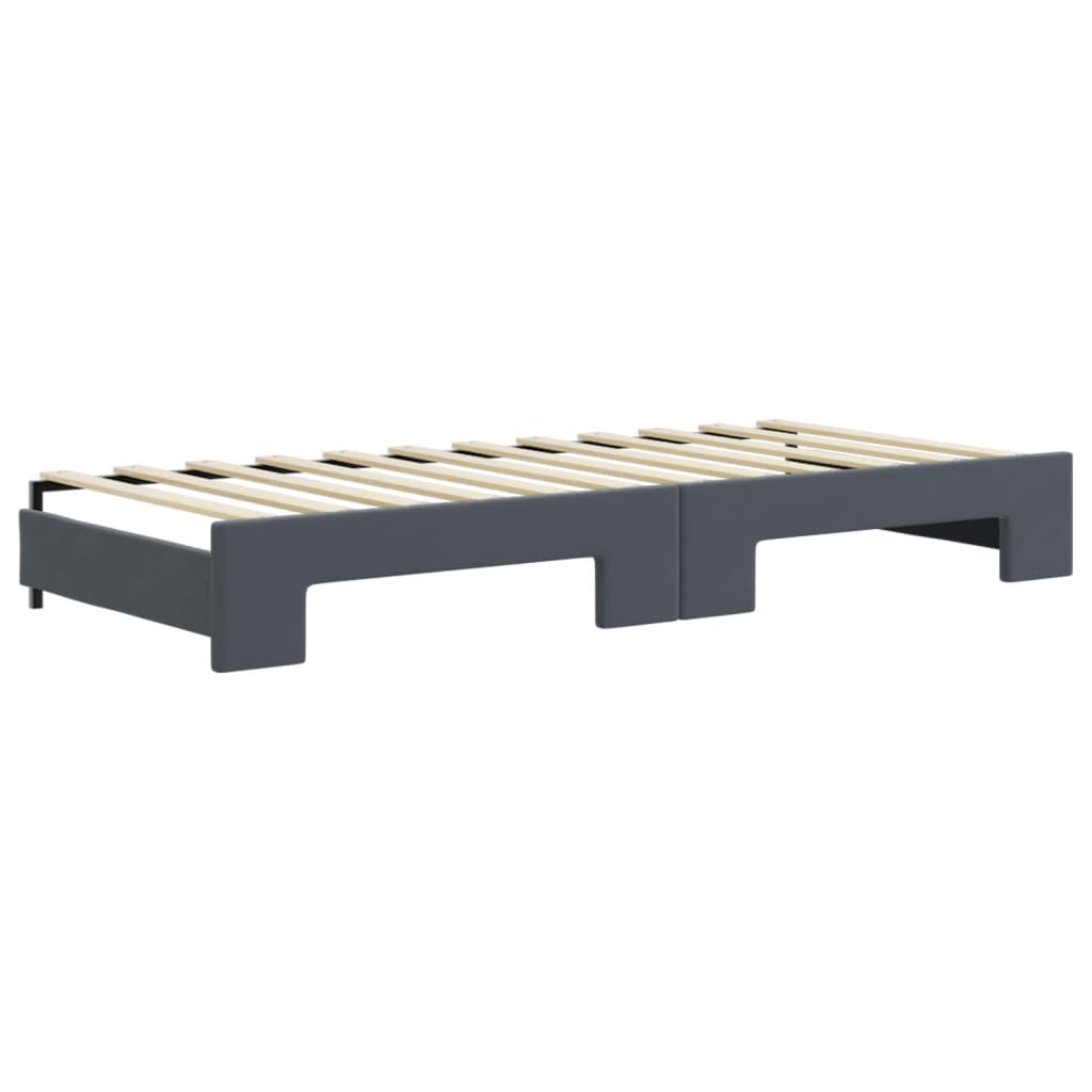 Slaapbank onderschuifbed matrassen 90x200cm fluweel donkergrijs is nu te koop bij PeponiXL, paradijselijk wonen!