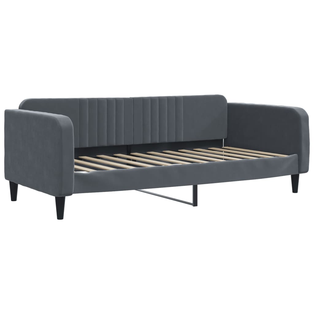 Slaapbank onderschuifbed matrassen 100x200cm fluweeldonkergrijs is nu te koop bij PeponiXL, paradijselijk wonen!