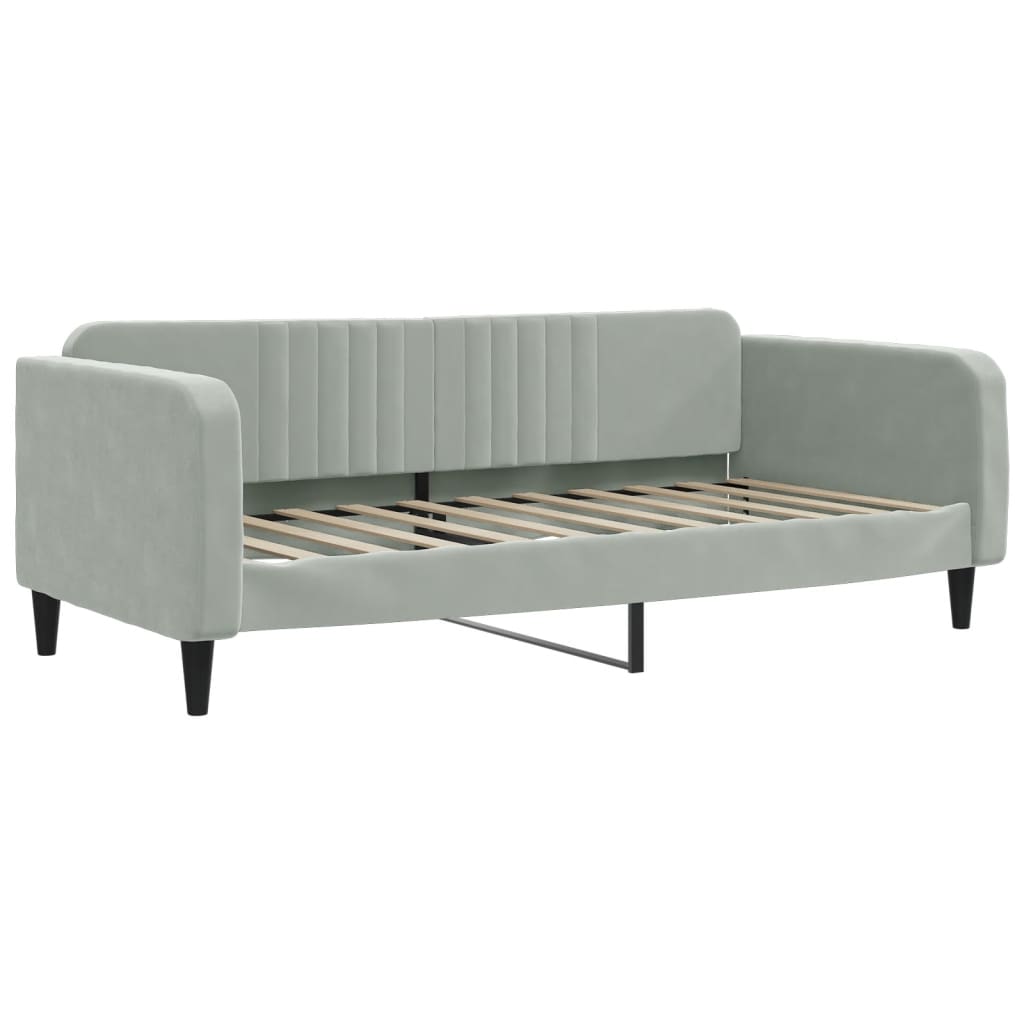 Slaapbank onderschuifbed matrassen 100x200cm fluweel lichtgrijs is nu te koop bij PeponiXL, paradijselijk wonen!