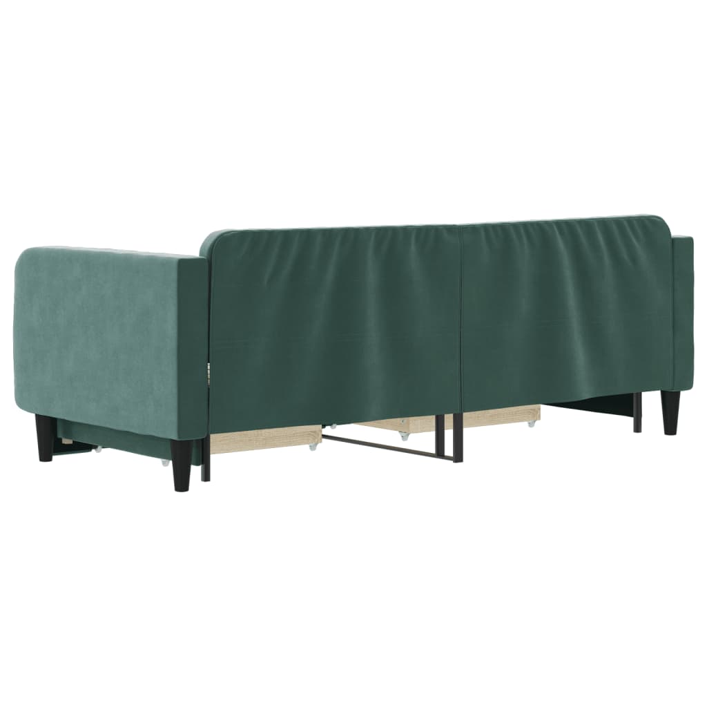 Slaapbank onderschuifbed en lades 90x200 cm fluweel donkergroen is nu te koop bij PeponiXL, paradijselijk wonen!