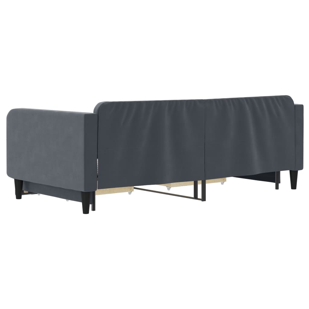 Slaapbank onderschuifbed lades 100x200 cm fluweel donkergrijs is nu te koop bij PeponiXL, paradijselijk wonen!