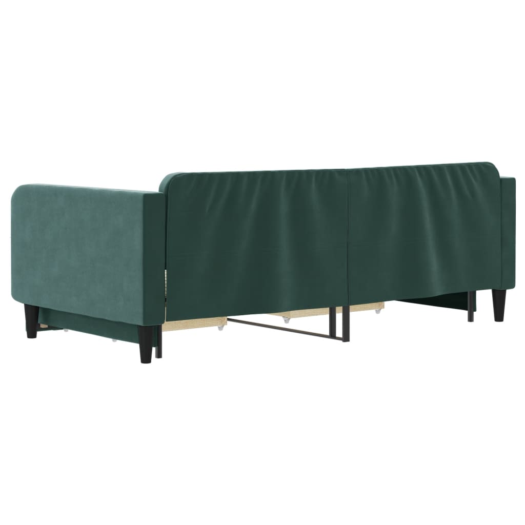 Slaapbank onderschuifbed lades 100x200 cm fluweel donkergroen is nu te koop bij PeponiXL, paradijselijk wonen!