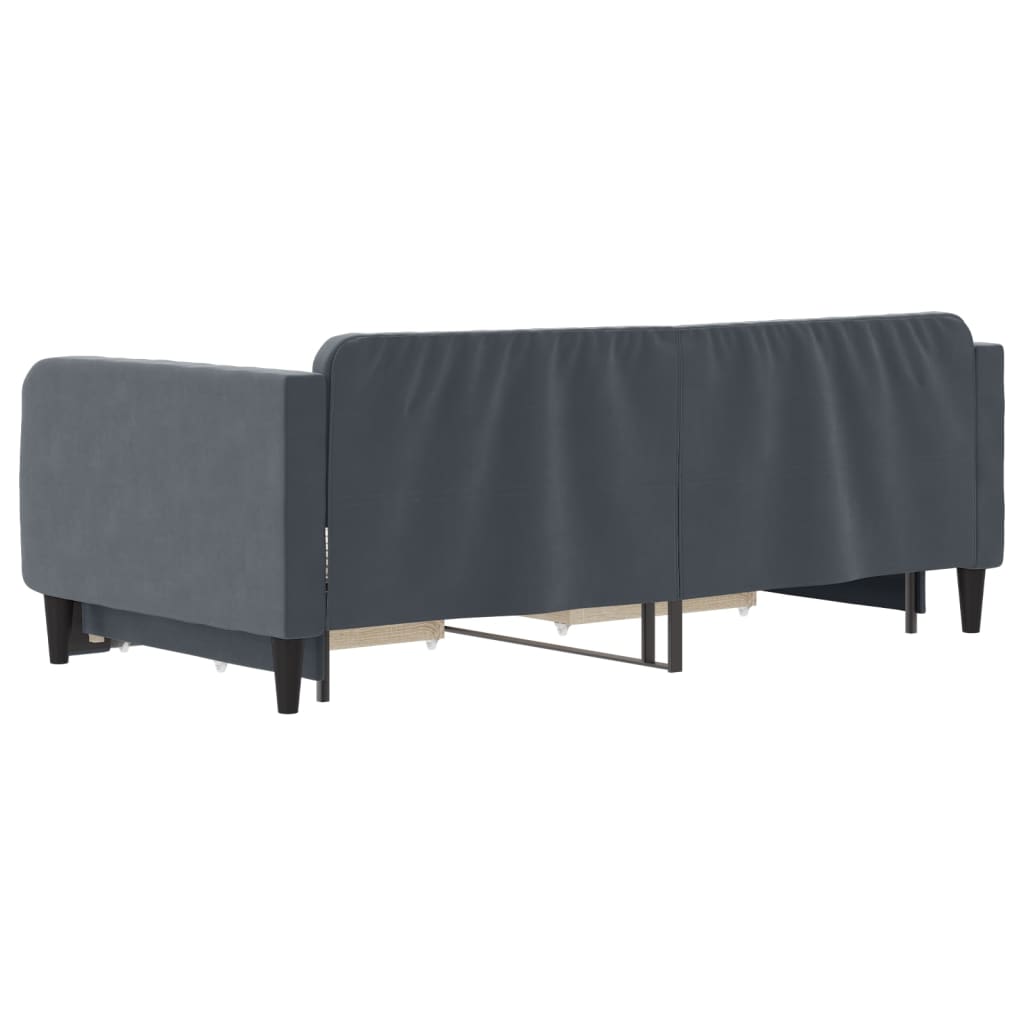Slaapbank onderschuifbed en lades 90x190 cm fluweel donkergrijs is nu te koop bij PeponiXL, paradijselijk wonen!