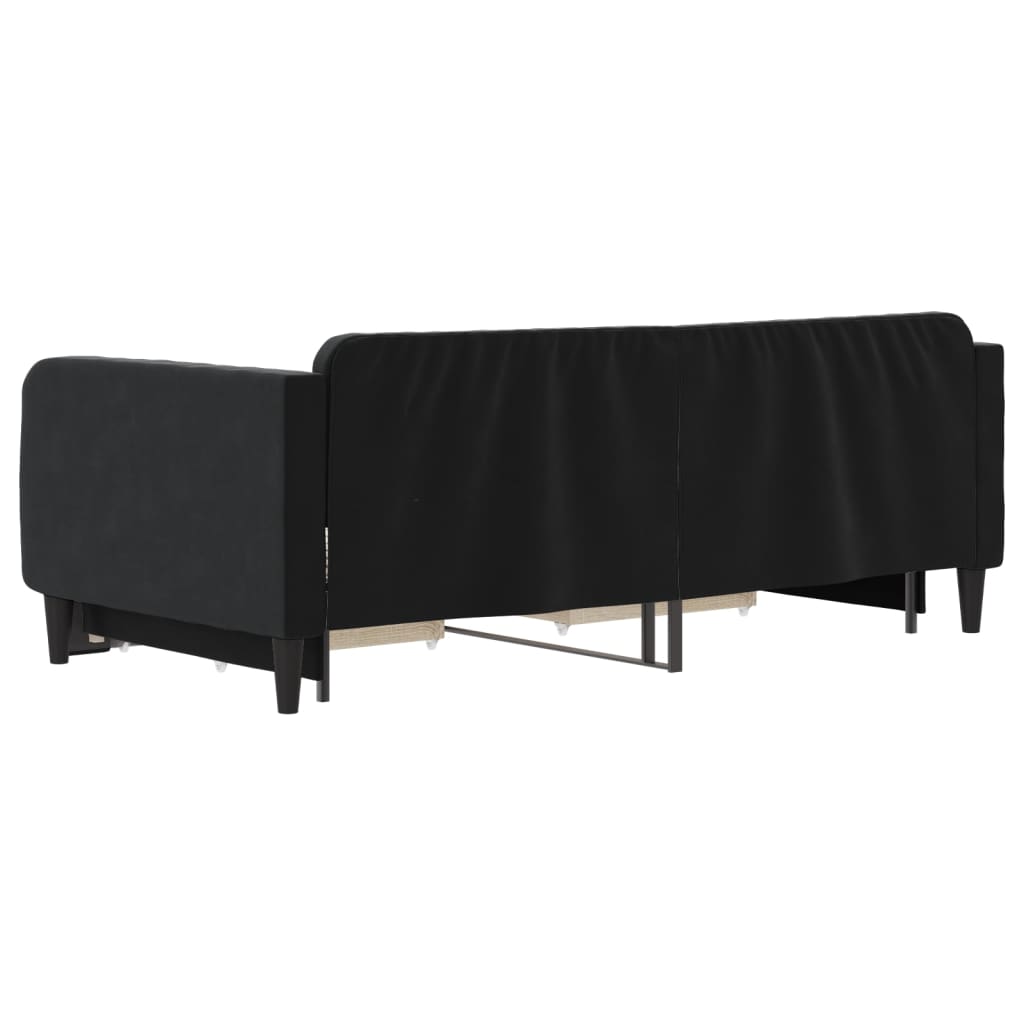 Slaapbank met onderschuifbed en lades 90x190 cm fluweel zwart is nu te koop bij PeponiXL, paradijselijk wonen!