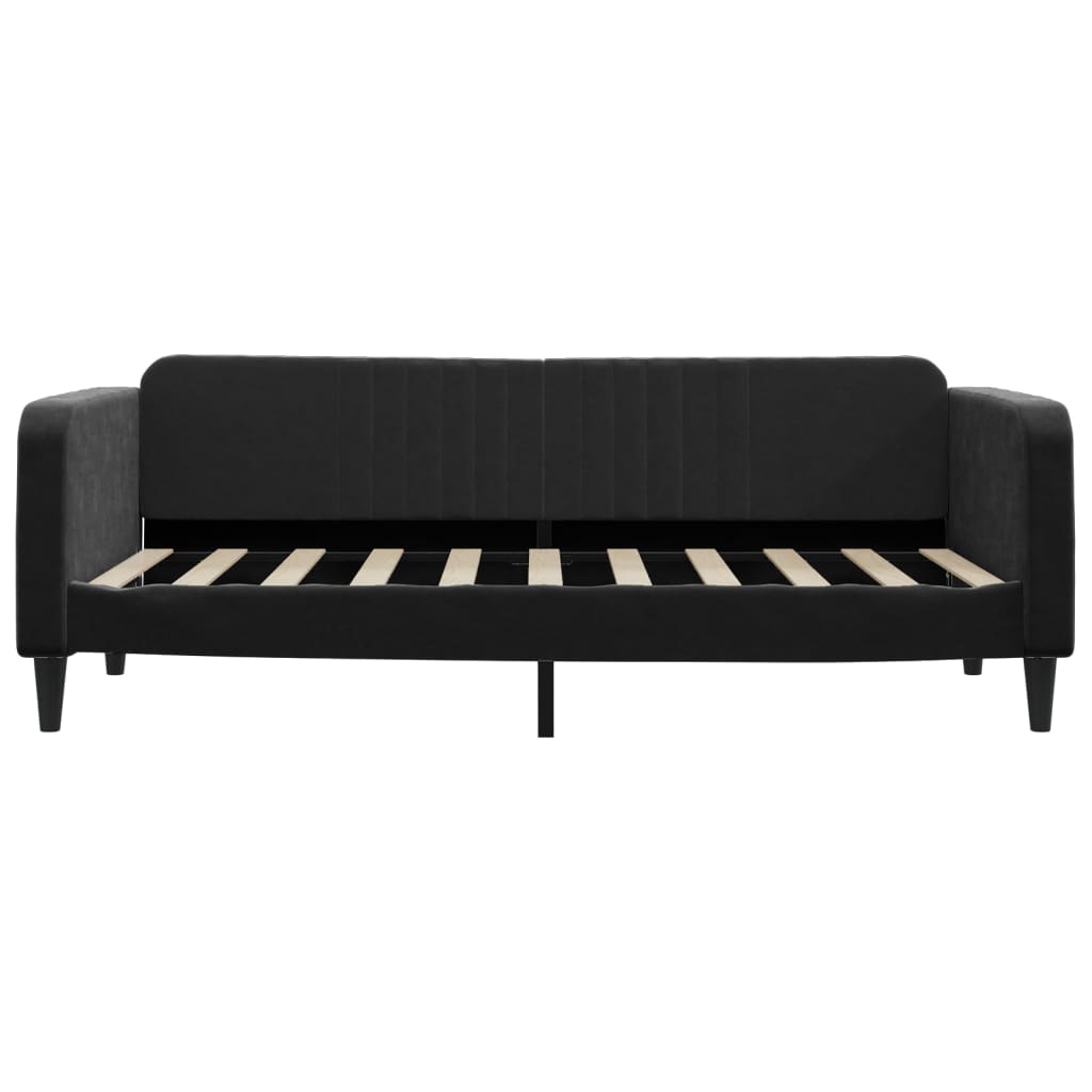 Slaapbank met onderschuifbed en lades 90x190 cm fluweel zwart is nu te koop bij PeponiXL, paradijselijk wonen!