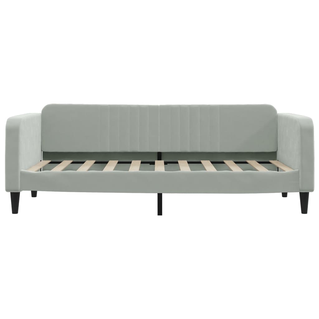 Slaapbank met uitschuifbed lades 100x190 cm fluweel lichtgrijs is nu te koop bij PeponiXL, paradijselijk wonen!