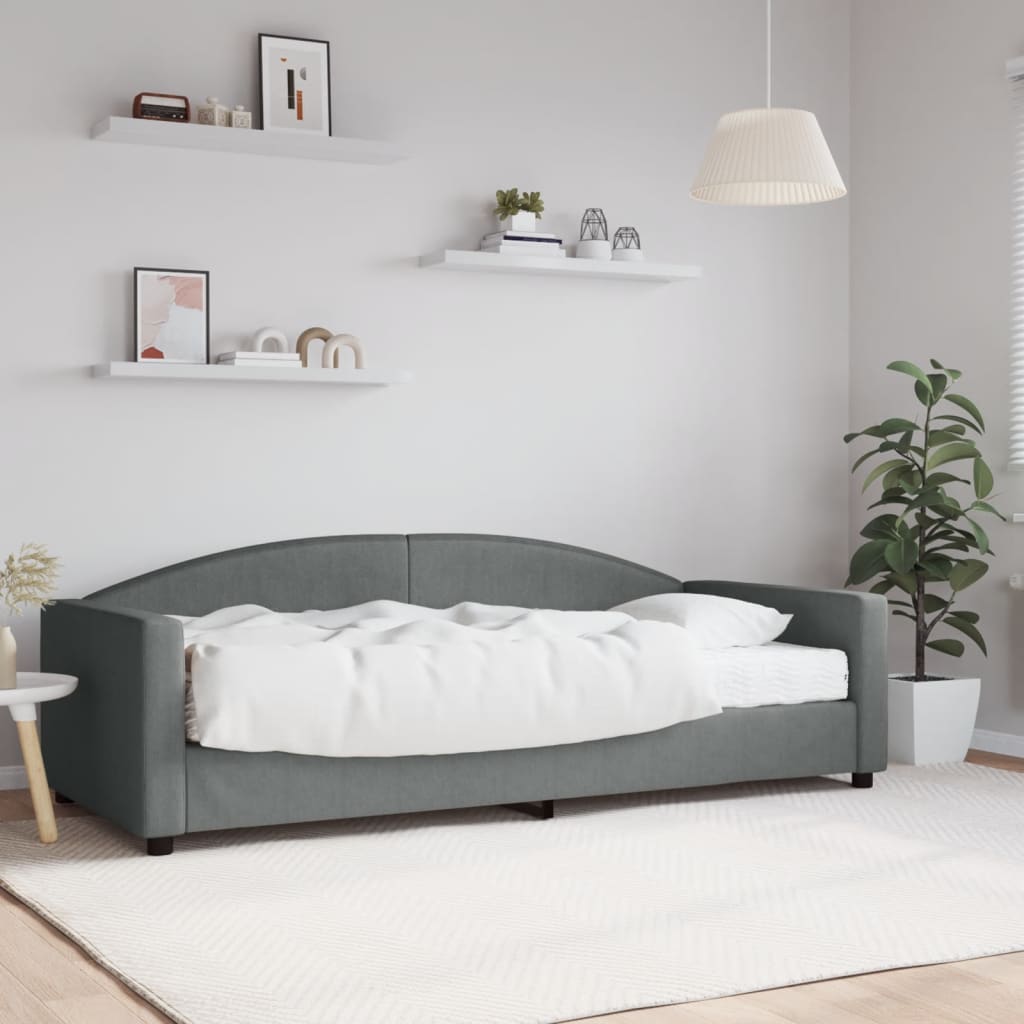 Slaapbank met matras 90x200 cm stof donkergrijs is nu te koop bij PeponiXL, paradijselijk wonen!