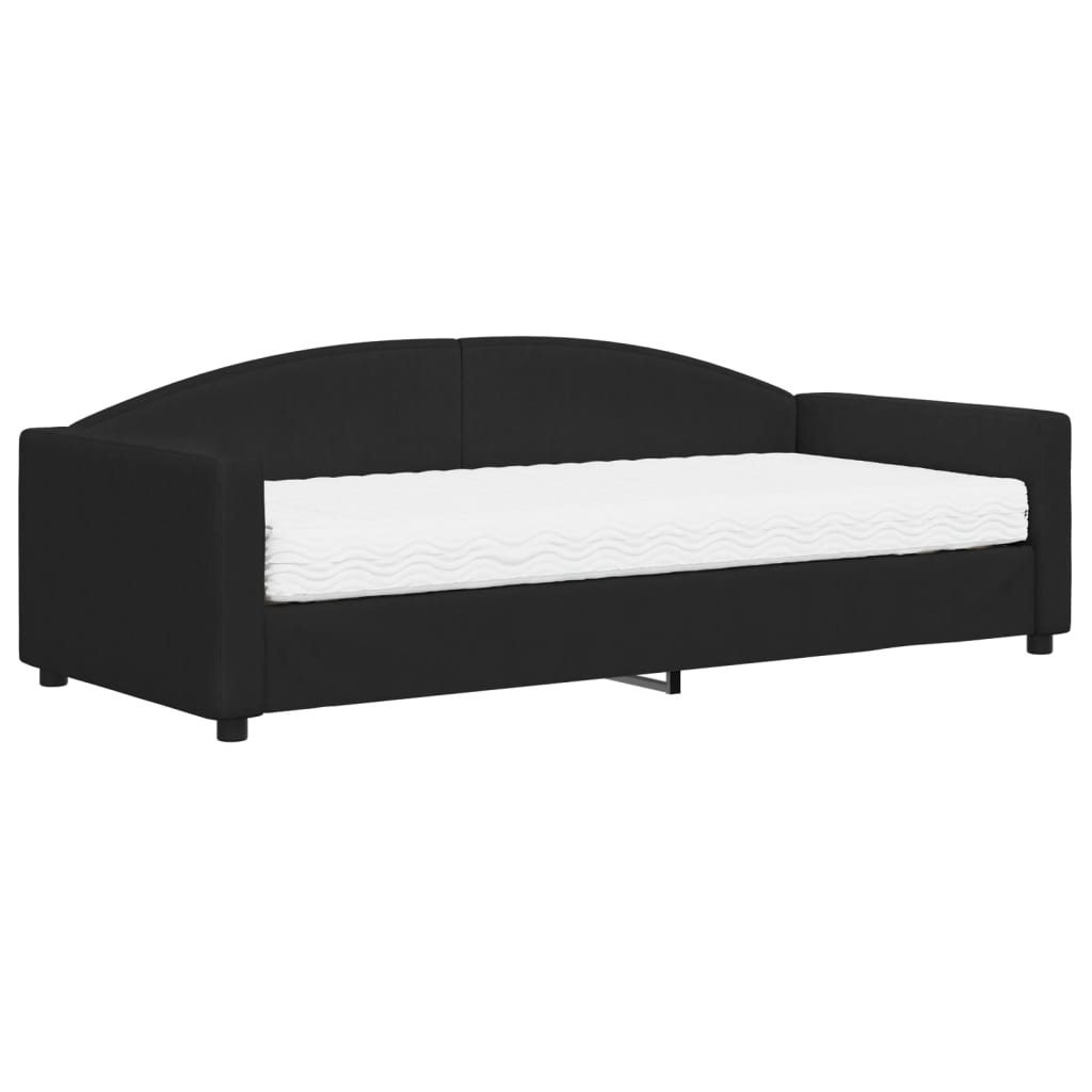 Slaapbank met matras 90x200 cm stof zwart is nu te koop bij PeponiXL, paradijselijk wonen!