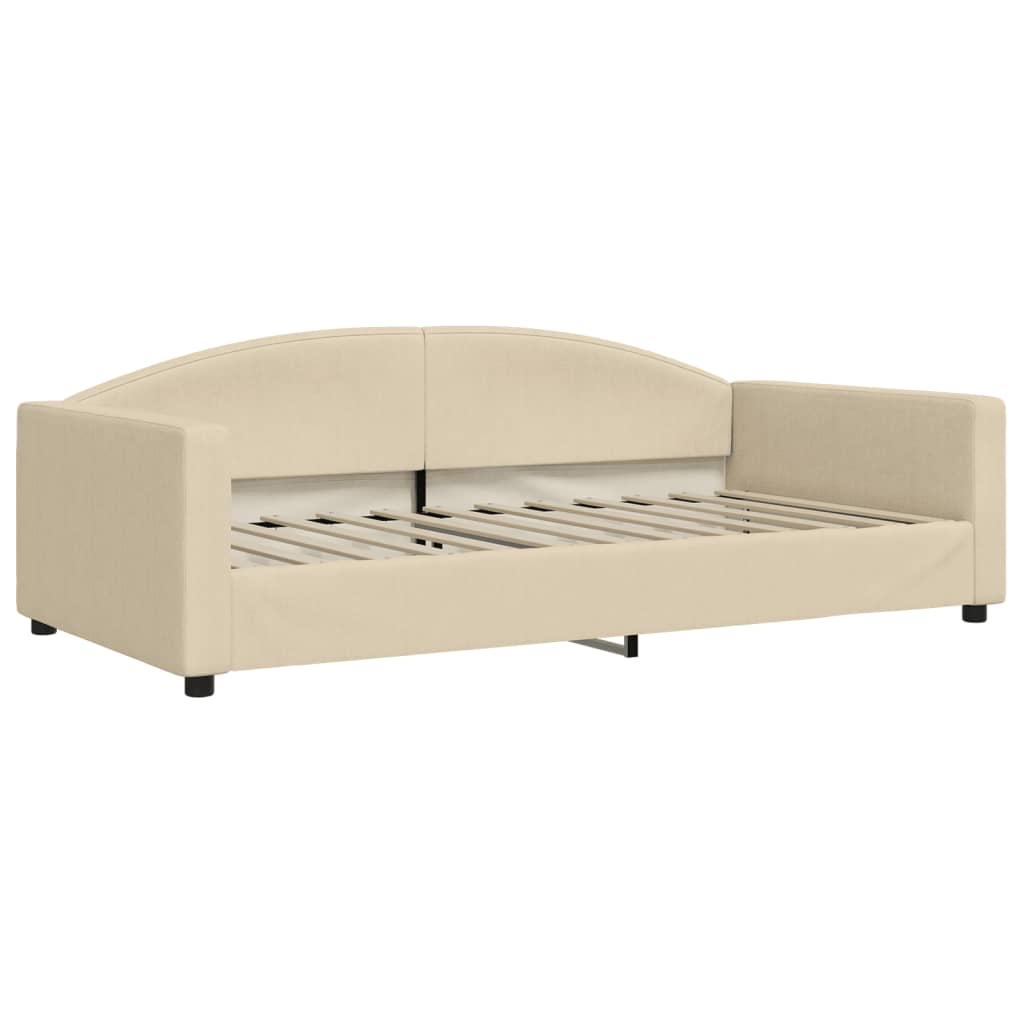 Slaapbank met matras 100x200 cm stof crèmekleurig is nu te koop bij PeponiXL, paradijselijk wonen!