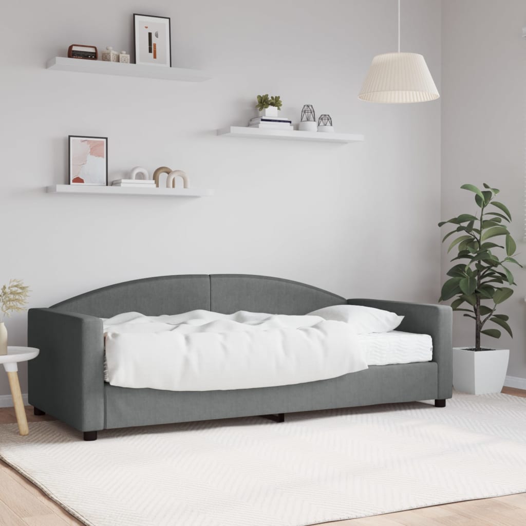 Slaapbank met matras 90x190 cm stof donkergrijs is nu te koop bij PeponiXL, paradijselijk wonen!