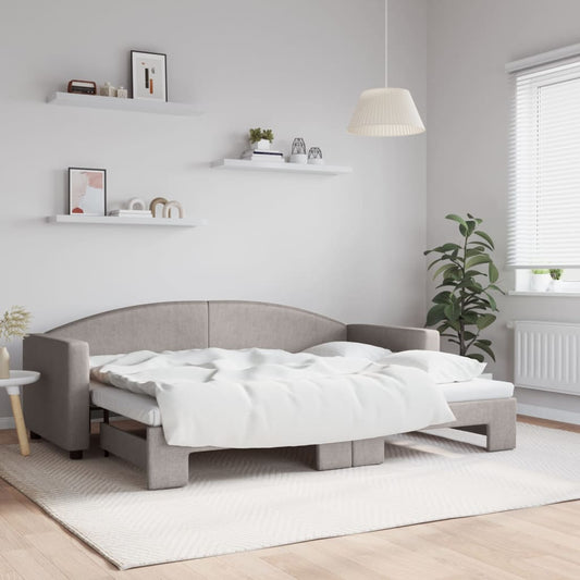 Slaapbank met onderschuifbed 80x200 cm stof taupe is nu te koop bij PeponiXL, paradijselijk wonen!