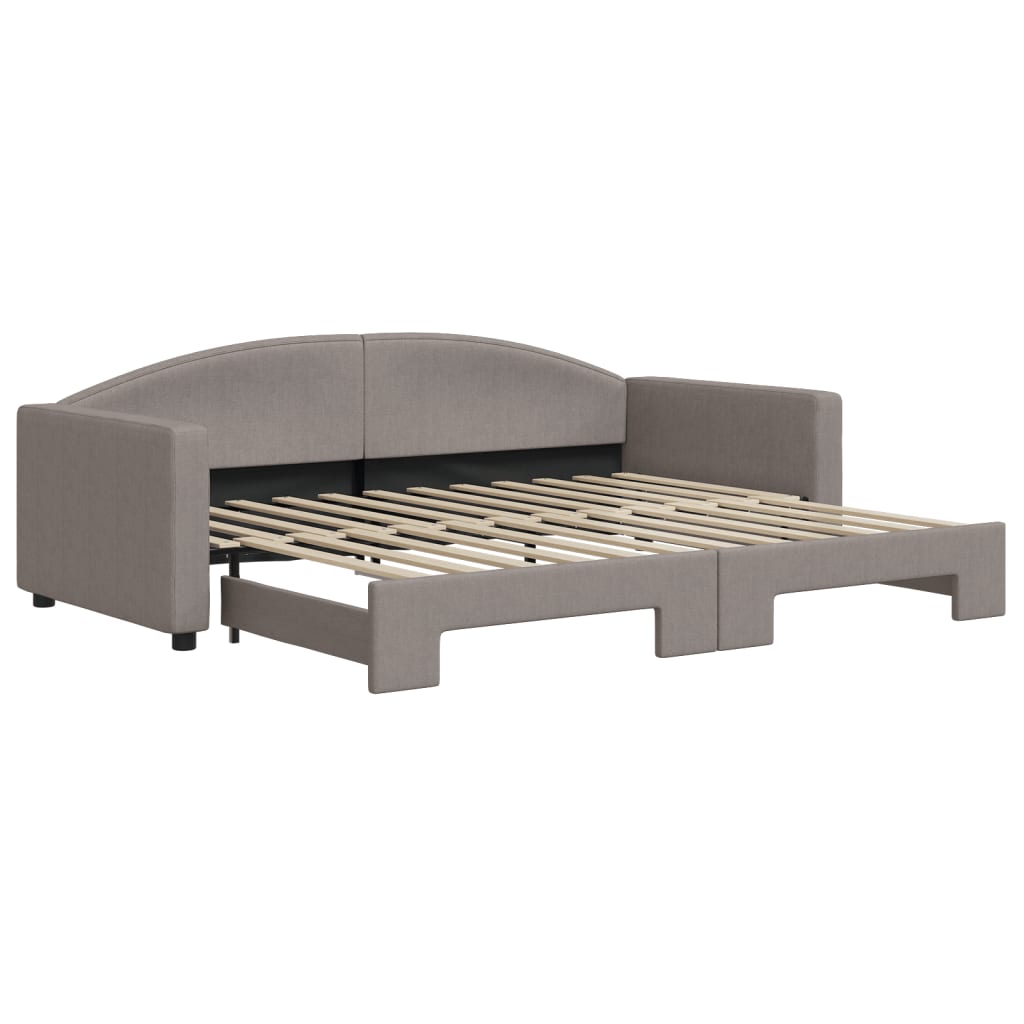 Slaapbank met onderschuifbed 90x200 cm stof taupe is nu te koop bij PeponiXL, paradijselijk wonen!