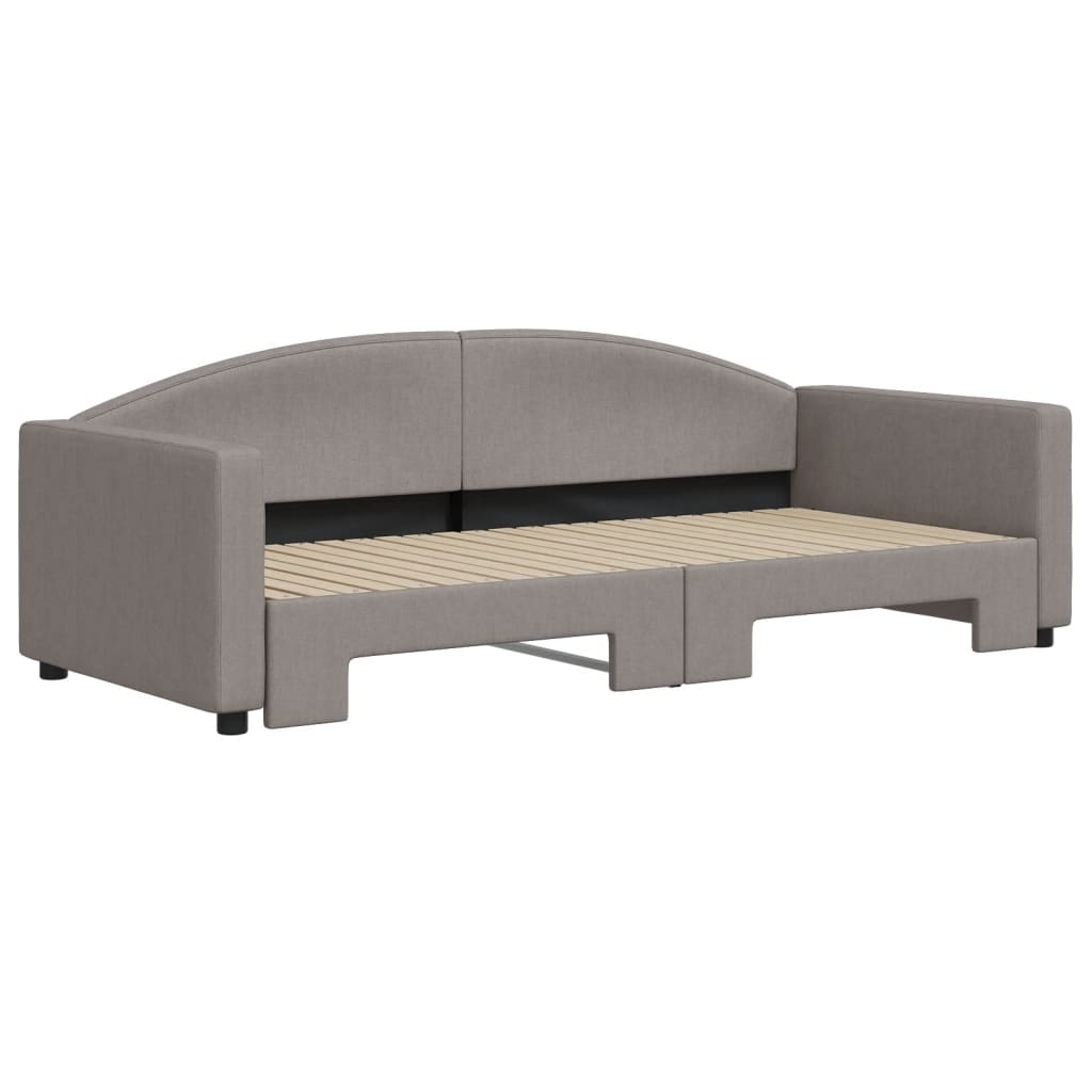 Slaapbank met onderschuifbed 90x200 cm stof taupe is nu te koop bij PeponiXL, paradijselijk wonen!