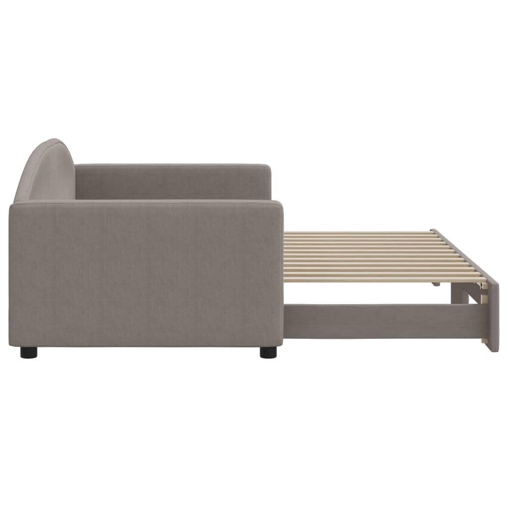 Slaapbank met onderschuifbed 90x200 cm stof taupe is nu te koop bij PeponiXL, paradijselijk wonen!