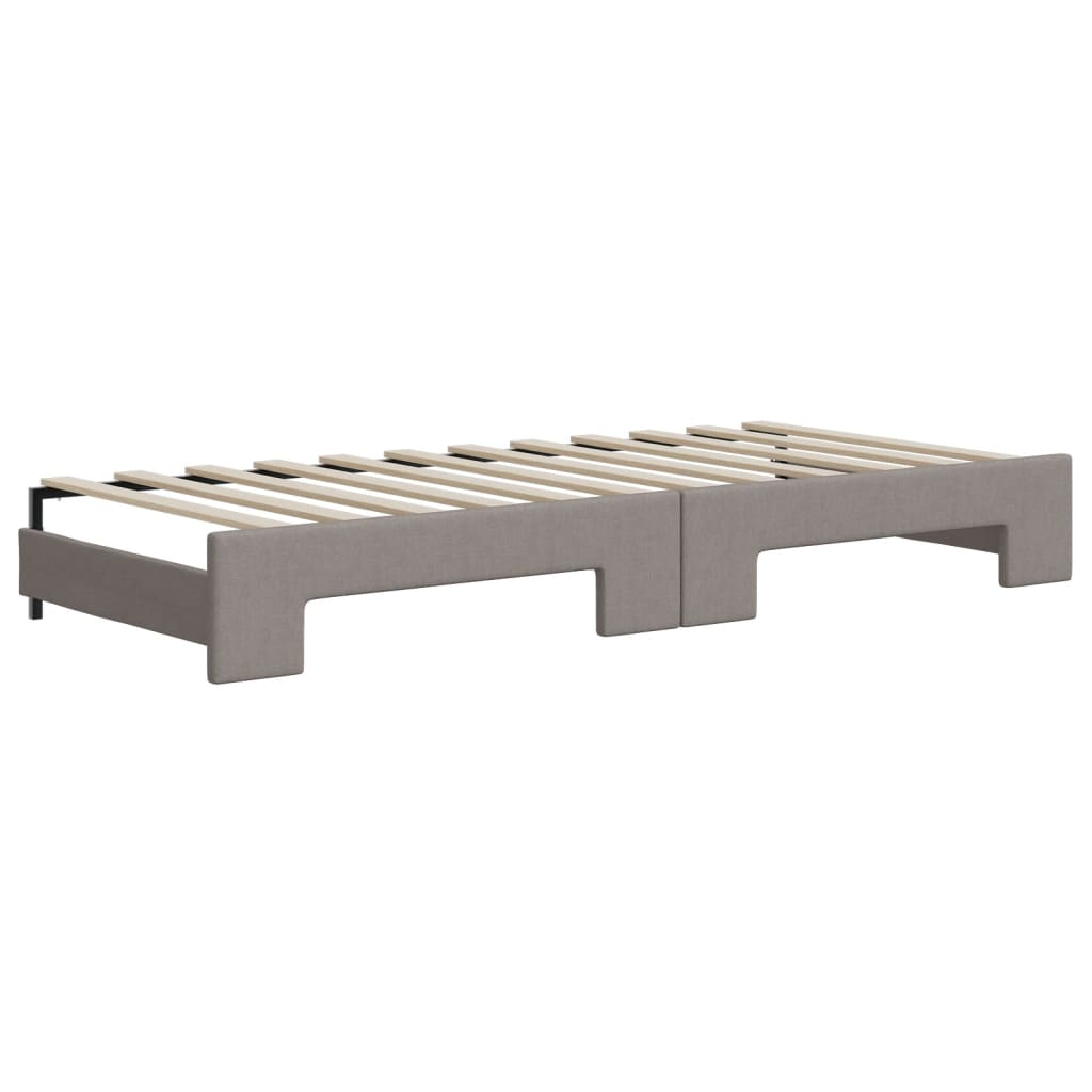 Slaapbank met onderschuifbed 90x200 cm stof taupe is nu te koop bij PeponiXL, paradijselijk wonen!