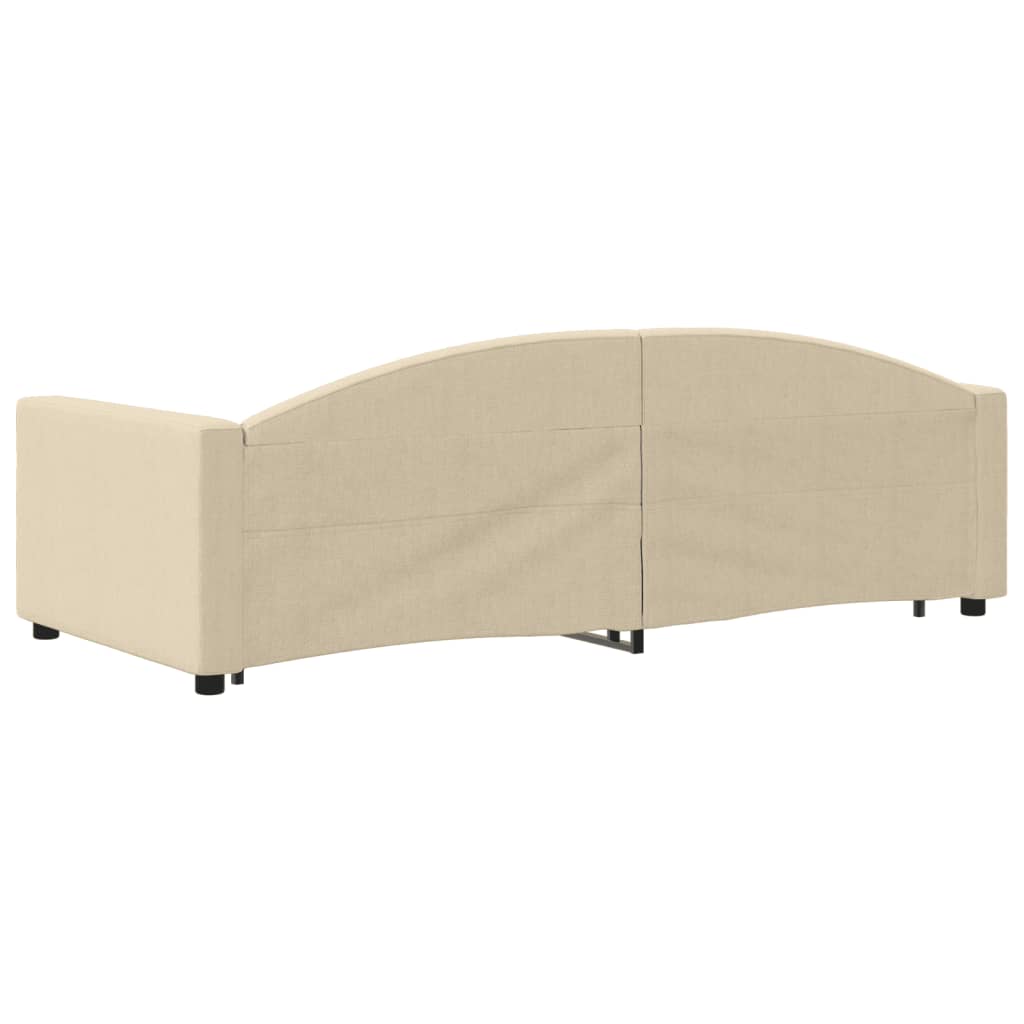 Slaapbank met onderschuifbed 90x200 cm stof crèmekleurig is nu te koop bij PeponiXL, paradijselijk wonen!